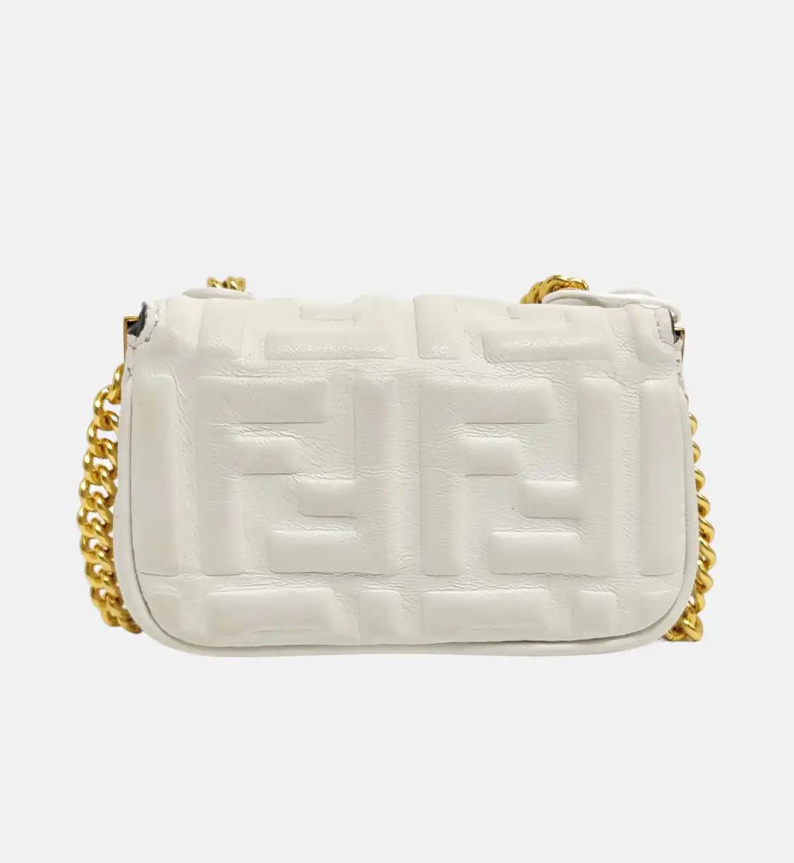 Fendi FENDI Baguette white sheepskin monogram shoulder bag crossbody bag gold hardware Size ONE SIZE - 5 Thumbnail