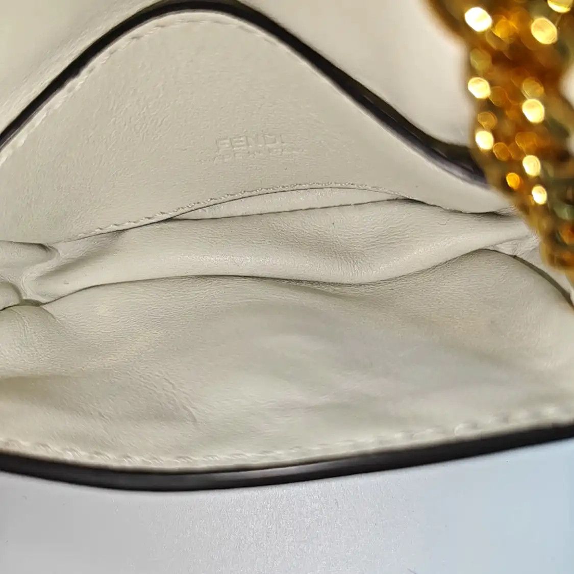 Fendi FENDI Baguette white sheepskin monogram shoulder bag crossbody bag gold hardware Size ONE SIZE - 7 Thumbnail