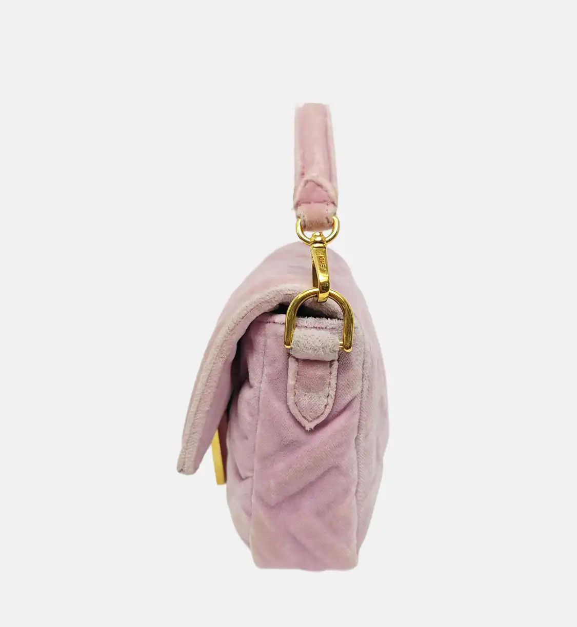 Fendi FENDI Baguette mini pink fabric doubleF shoulder bag gold hardware 2 striped det Size ONE SIZE - 3 Thumbnail