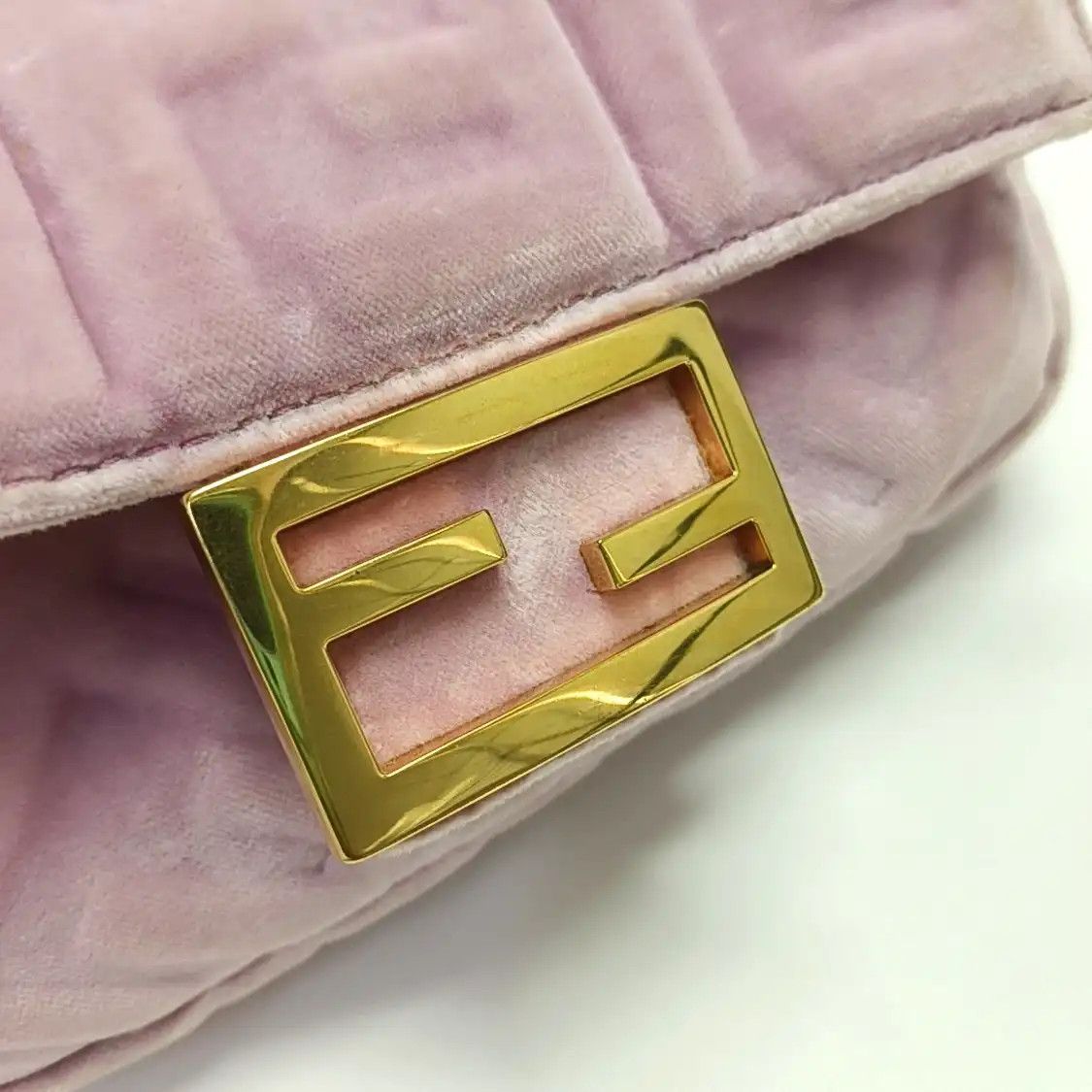 Fendi FENDI Baguette mini pink fabric doubleF shoulder bag gold hardware 2 striped det Size ONE SIZE - 8 Thumbnail