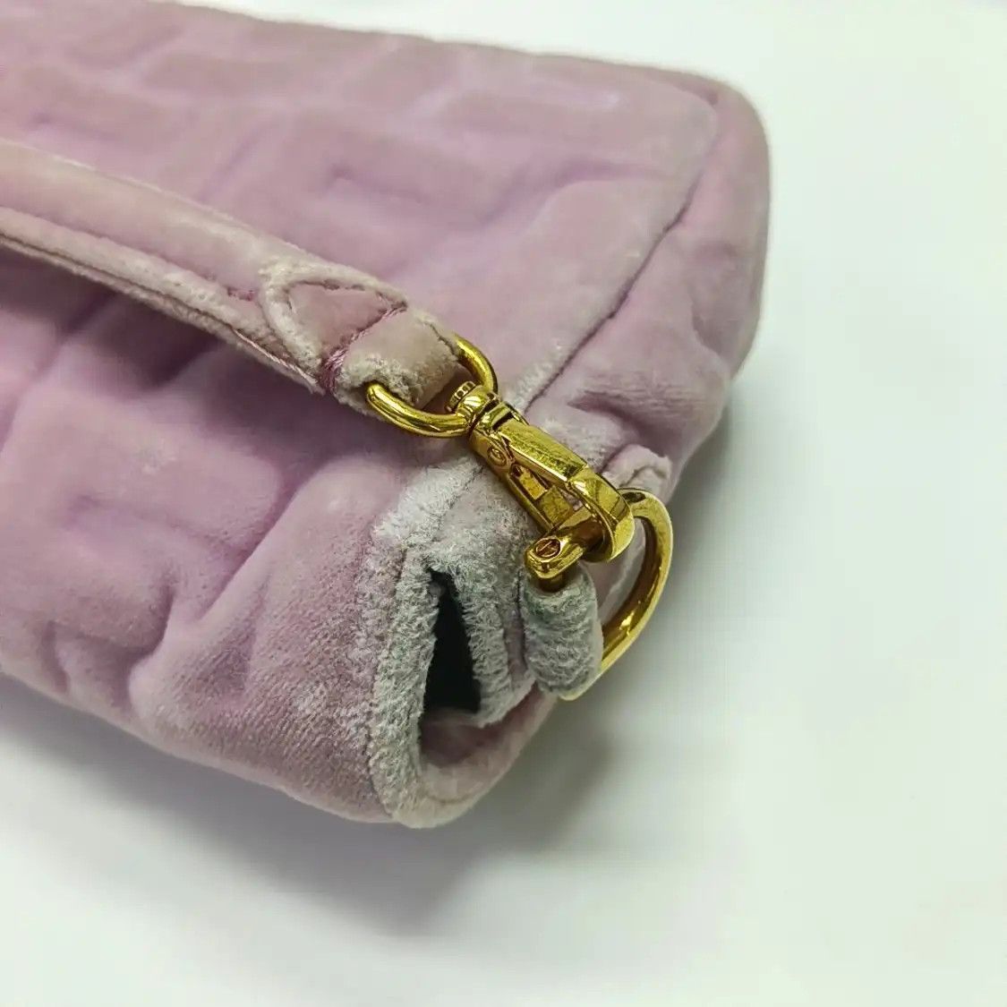 Fendi FENDI Baguette mini pink fabric doubleF shoulder bag gold hardware 2 striped det Size ONE SIZE - 13 Thumbnail