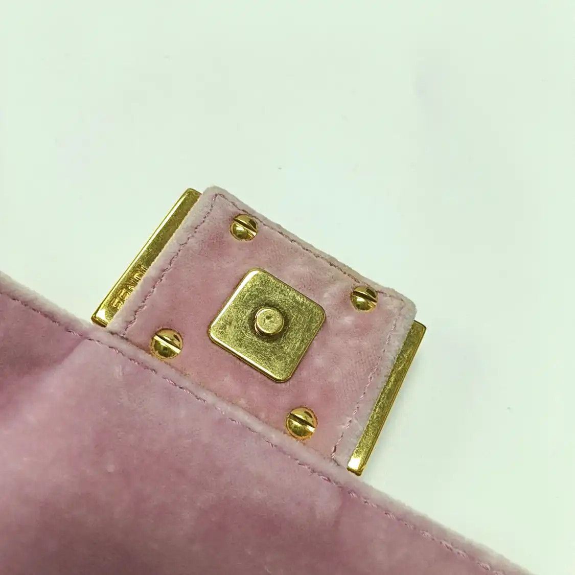 Fendi FENDI Baguette mini pink fabric doubleF shoulder bag gold hardware 2 striped det Size ONE SIZE - 12 Thumbnail