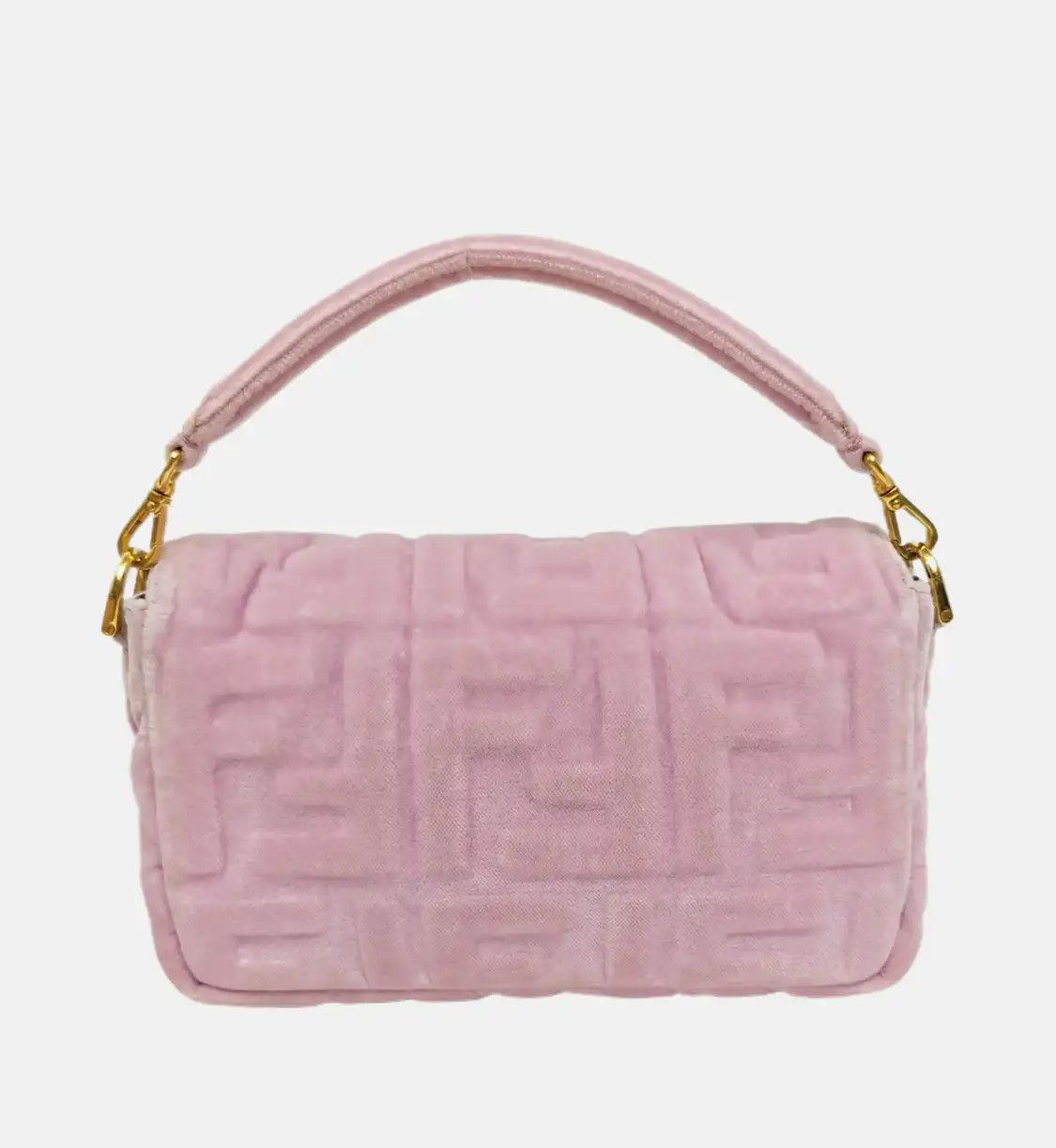 Fendi FENDI Baguette mini pink fabric doubleF shoulder bag gold hardware 2 striped det Size ONE SIZE - 4 Thumbnail