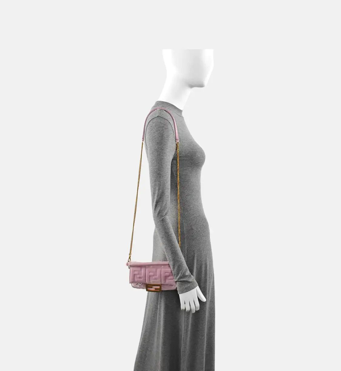 Fendi FENDI Baguette mini pink fabric doubleF shoulder bag gold hardware 2 striped det Size ONE SIZE - 2 Thumbnail