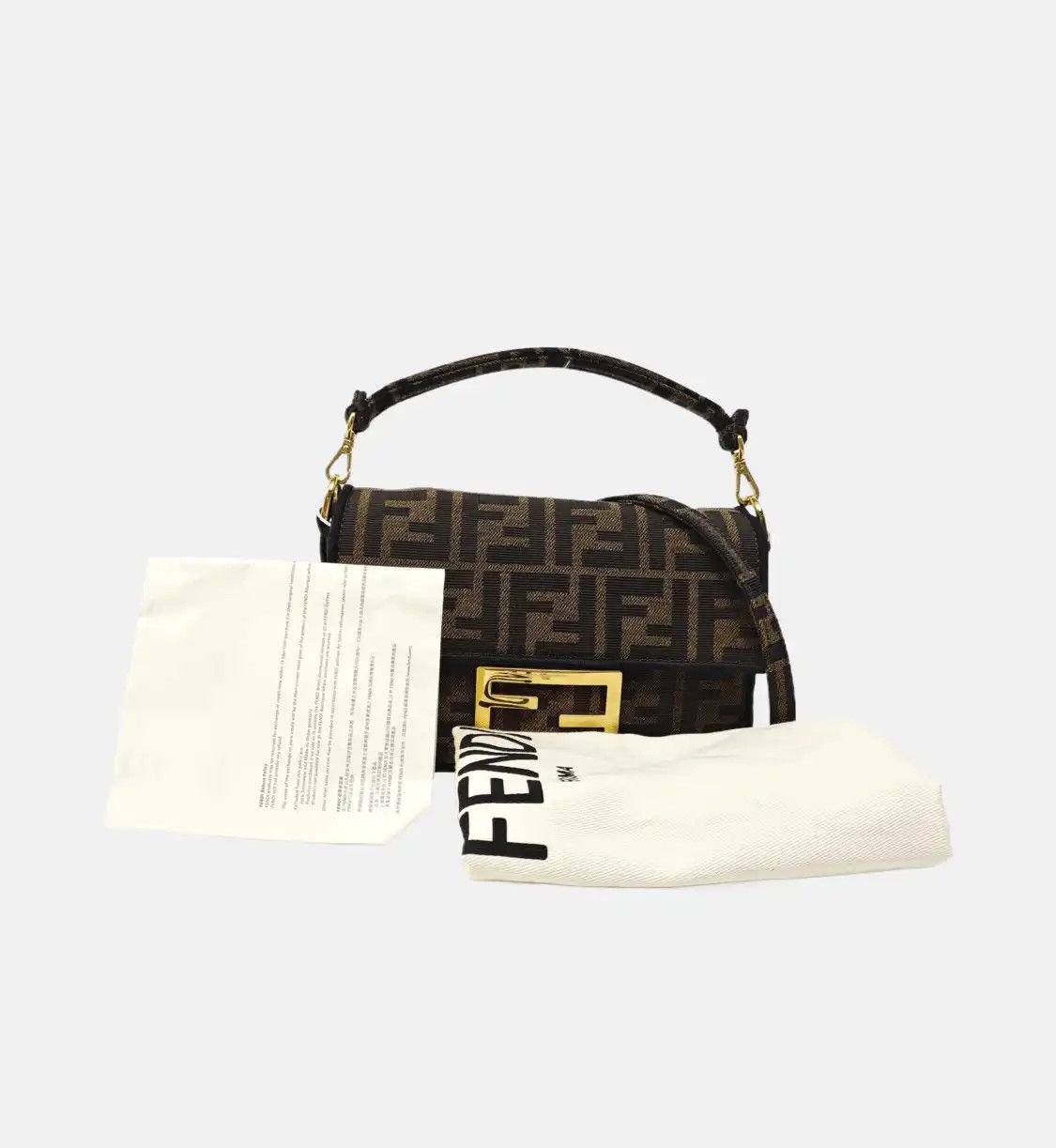 Fendi FENDI Baguette mini brown fabric doubleF jacquard baguette bag shoulder bag hand Size ONE SIZE - 8 Thumbnail