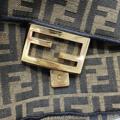 Fendi FENDI Baguette mini brown fabric doubleF jacquard baguette bag shoulder bag hand Size ONE SIZE - 9 Thumbnail