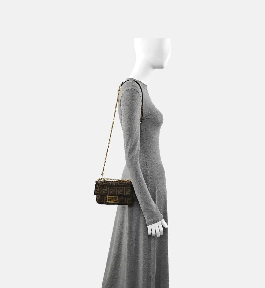 Fendi FENDI Baguette mini brown fabric doubleF jacquard baguette bag shoulder bag hand Size ONE SIZE - 2 Thumbnail
