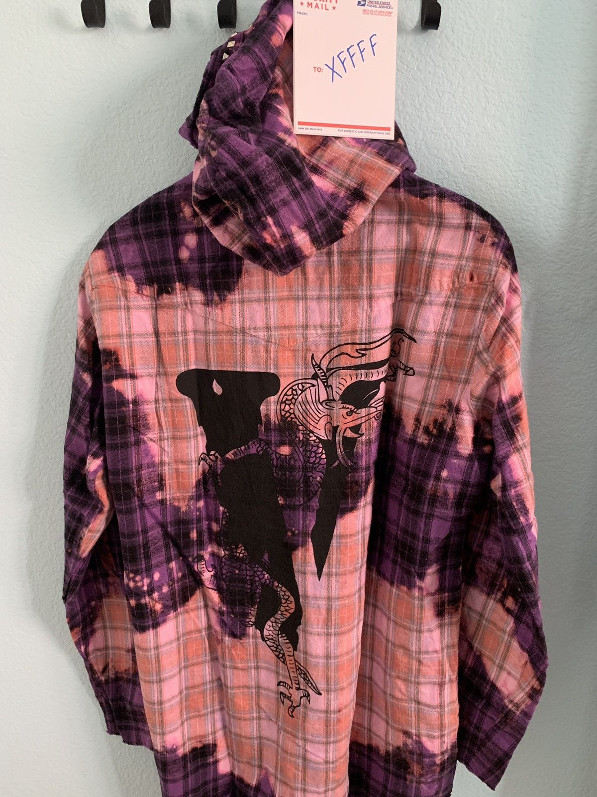 *NEW RARE* VLONE x Clot purple bleached flannel XL
