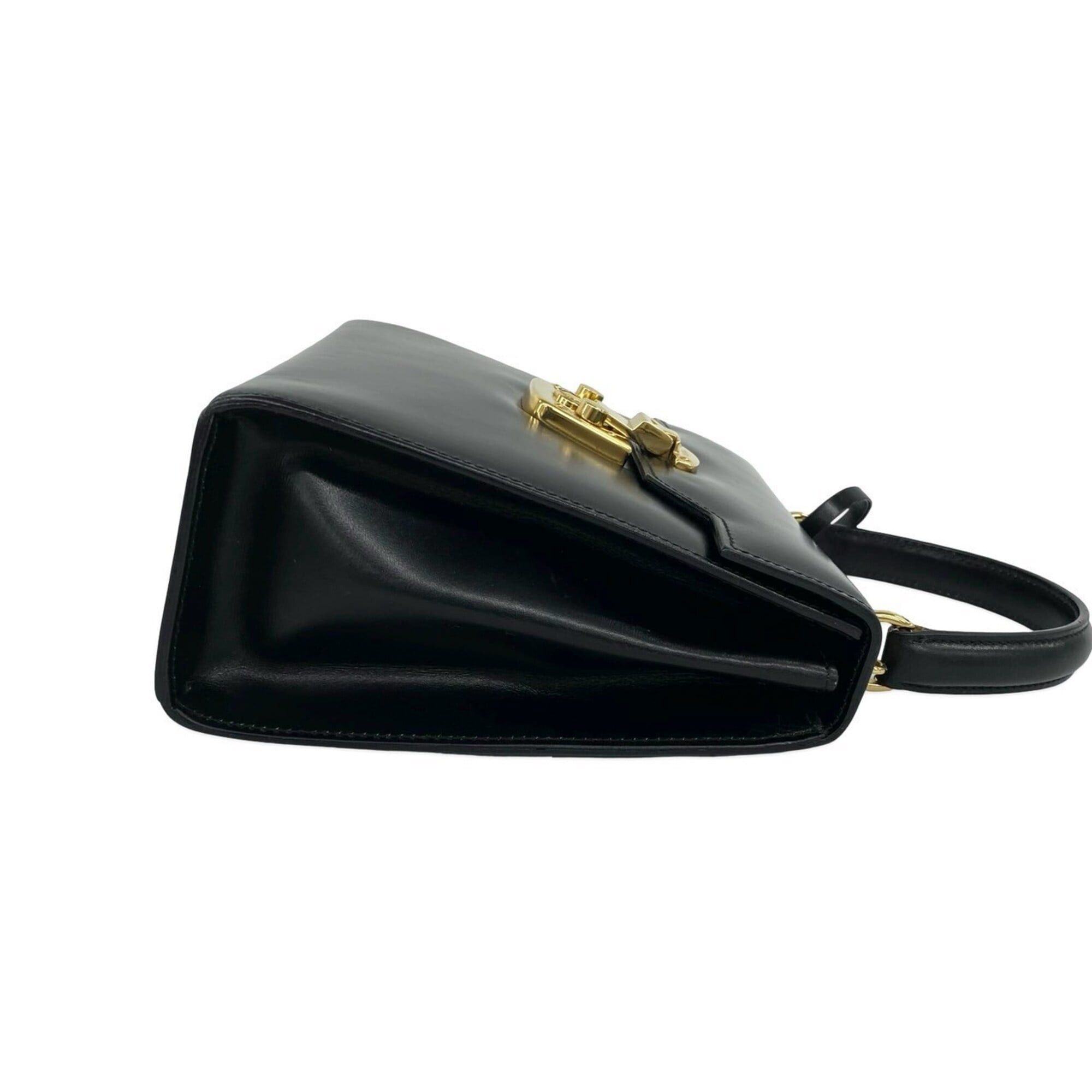 Gucci GUCCI Old Gucci Lady Lock Logo Hardware Leather 2-way Shoulder Bag/Handbag Black 88236 Size ONE SIZE - 6 Thumbnail