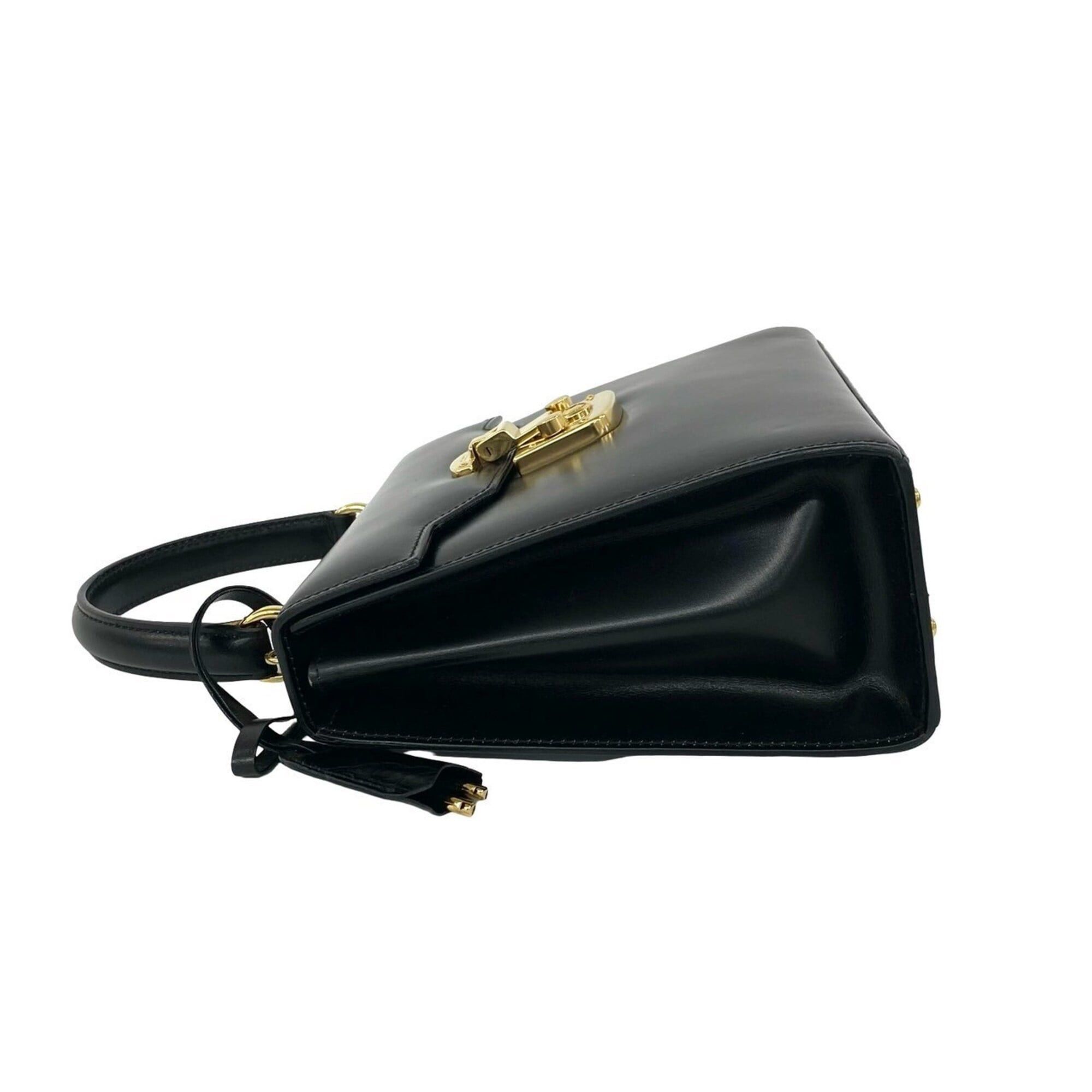 Gucci GUCCI Old Gucci Lady Lock Logo Hardware Leather 2-way Shoulder Bag/Handbag Black 88236 Size ONE SIZE - 5 Thumbnail