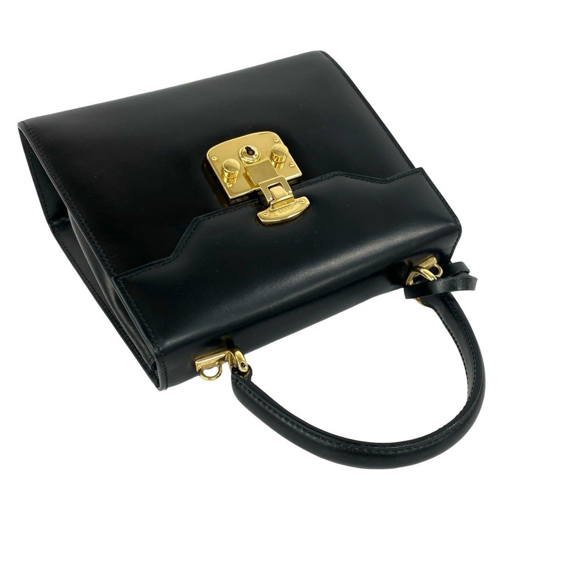 Gucci GUCCI Old Gucci Lady Lock Logo Hardware Leather 2-way Shoulder Bag/Handbag Black 88236 Size ONE SIZE - 4 Thumbnail