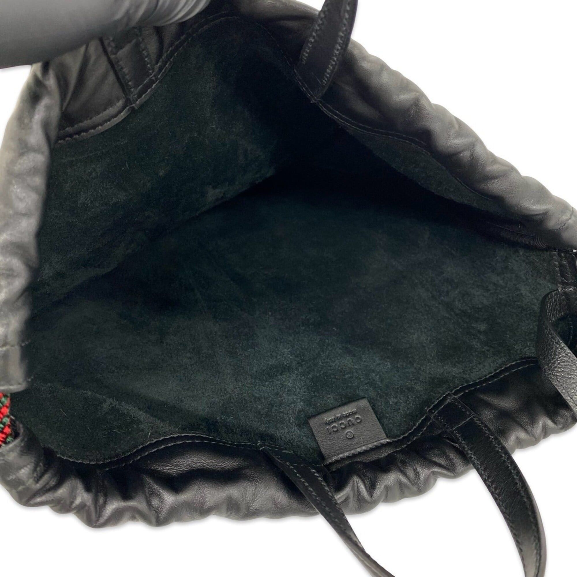 Gucci GUCCI Logo Leather Drawstring Backpack/Rucksack/Daypack - Black (Item No. 39772) Size ONE SIZE - 9 Thumbnail