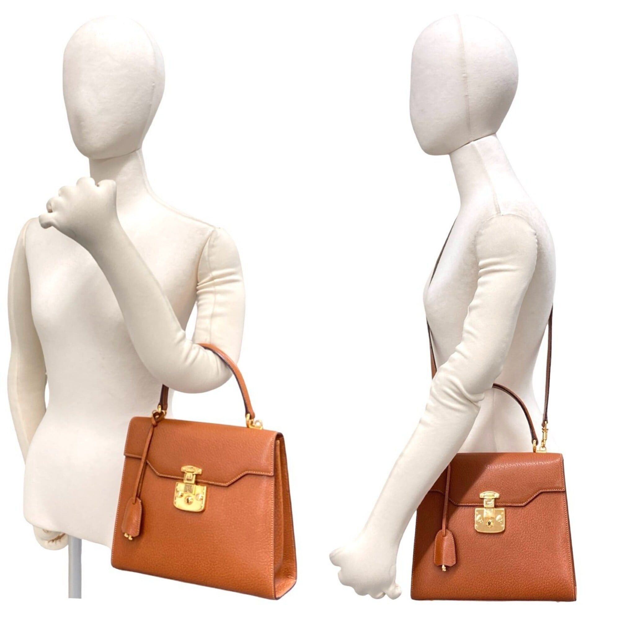 Gucci GUCCI (Old Gucci Vintage) Lady Lock Logo Hardware Leather 2-way Handbag/Shoulder Bag Brown 92070 Size ONE SIZE - 2 Thumbnail