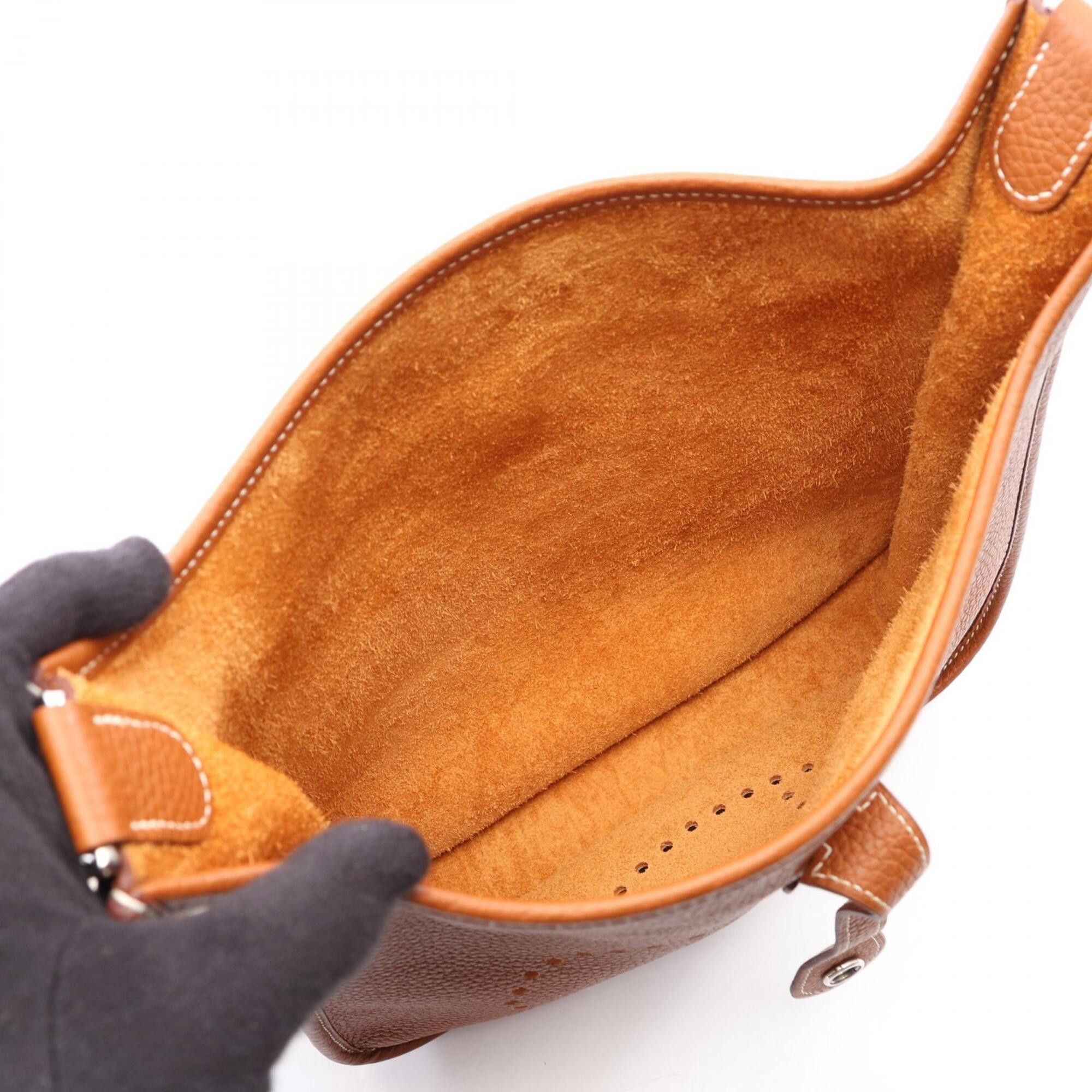 Hermes Hermes Evelyne 3 Trois PM Gold Shoulder Bag/Handbag, Taurillon Clemence Leather, Women's, Brown Tones Size ONE SIZE - 3 Thumbnail