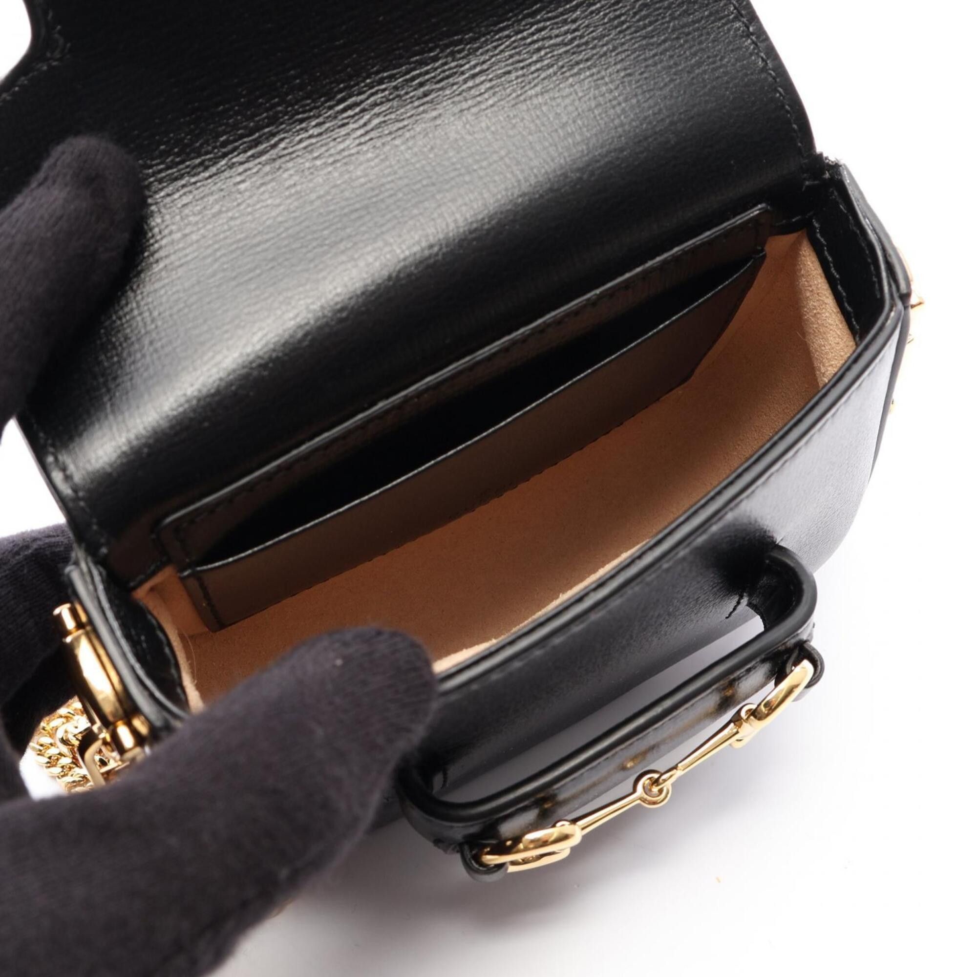 Gucci Gucci Horsebit 1955 Nano Bag Shoulder Handbag Leather Women's Black 760253 Size ONE SIZE - 3 Thumbnail