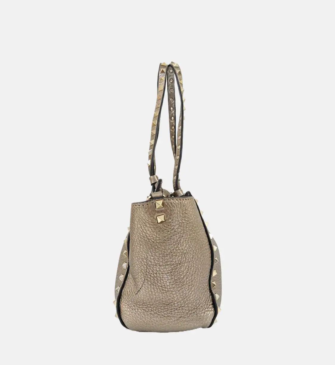Valentino VALENTINO Rockstud Small champagne cowhide leather stud shoulder bag crossbody b Size ONE SIZE - 4 Thumbnail