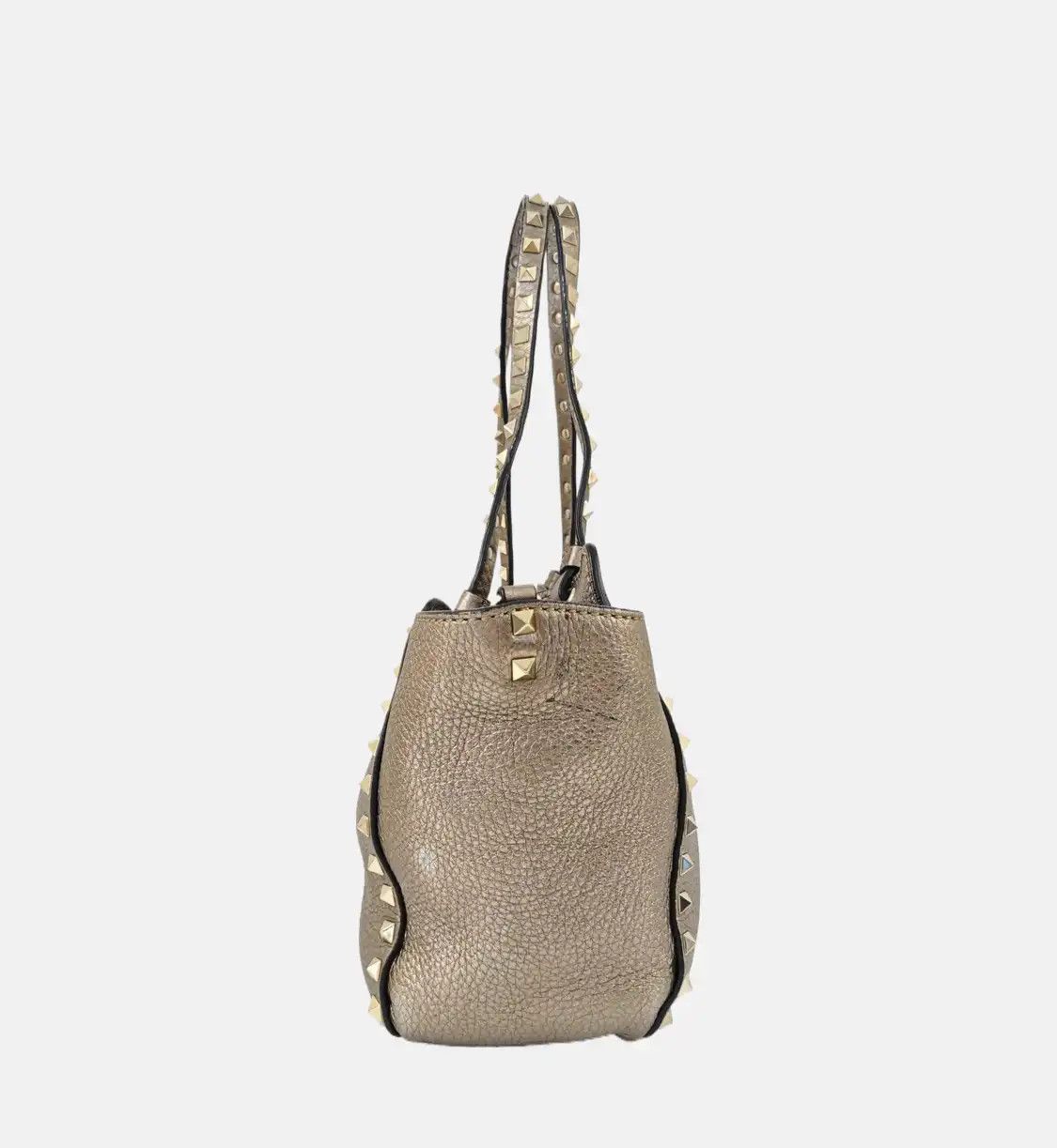 Valentino VALENTINO Rockstud Small champagne cowhide leather stud shoulder bag crossbody b Size ONE SIZE - 3 Thumbnail