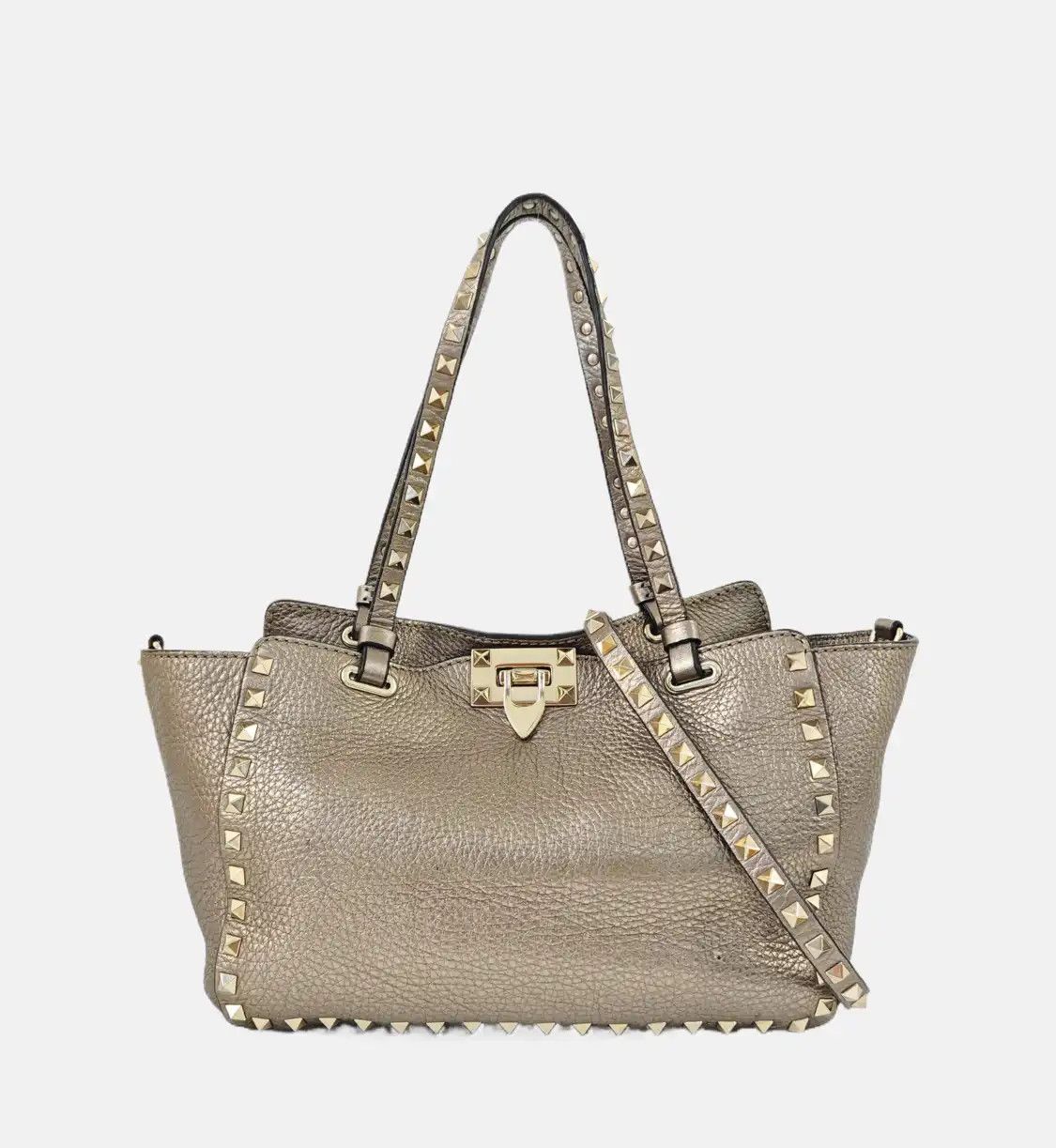 Valentino VALENTINO Rockstud Small champagne cowhide leather stud shoulder bag crossbody b Size ONE SIZE - 8 Thumbnail