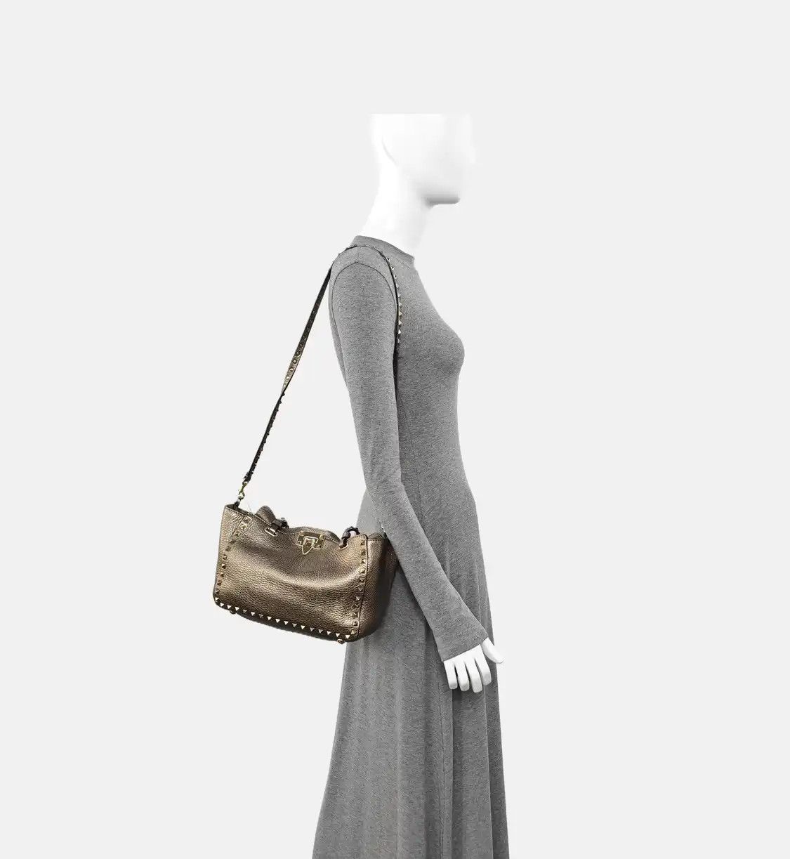 Valentino VALENTINO Rockstud Small champagne cowhide leather stud shoulder bag crossbody b Size ONE SIZE - 2 Thumbnail