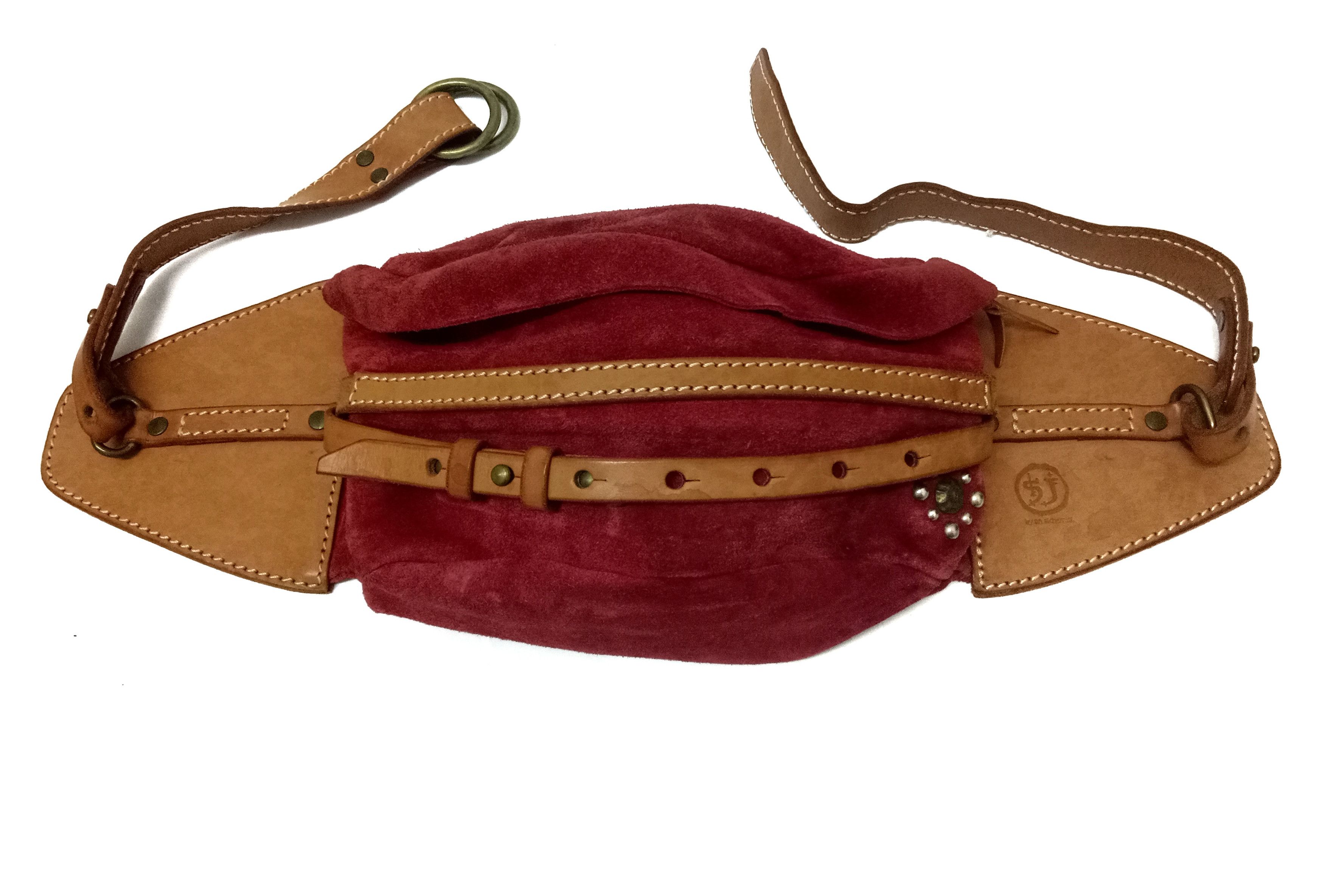 Vintage SKULL BY ALCHEMIST Patina Suede Leather Cross Body