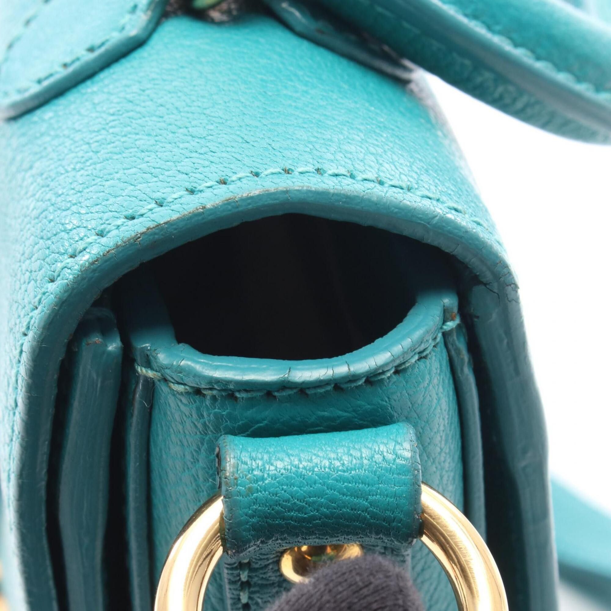 Miu Miu Miu Miu Miu Madras 2-Way Handbag, Leather, Women's, Green Size ONE SIZE - 8 Thumbnail
