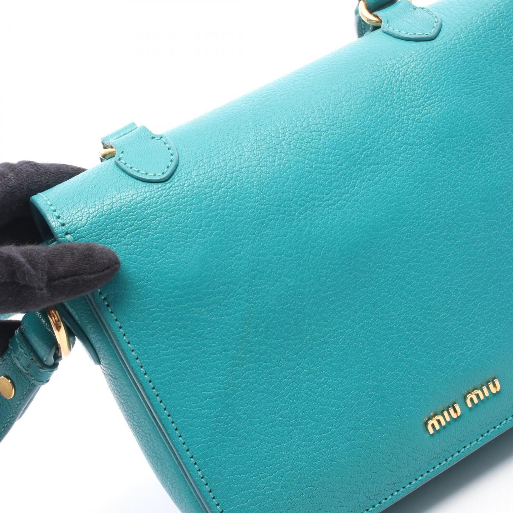 Miu Miu Miu Miu Miu Madras 2-Way Handbag, Leather, Women's, Green Size ONE SIZE - 9 Thumbnail