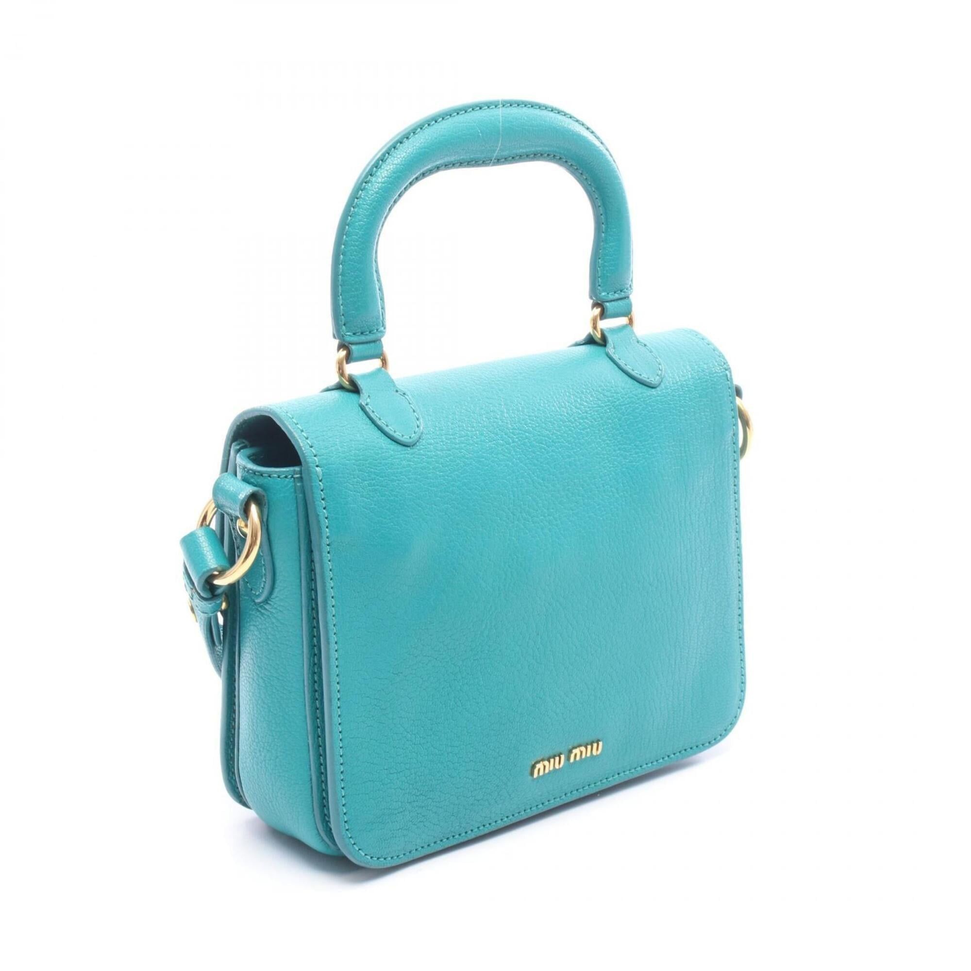 Miu Miu Miu Miu Miu Madras 2-Way Handbag, Leather, Women's, Green Size ONE SIZE - 2 Thumbnail