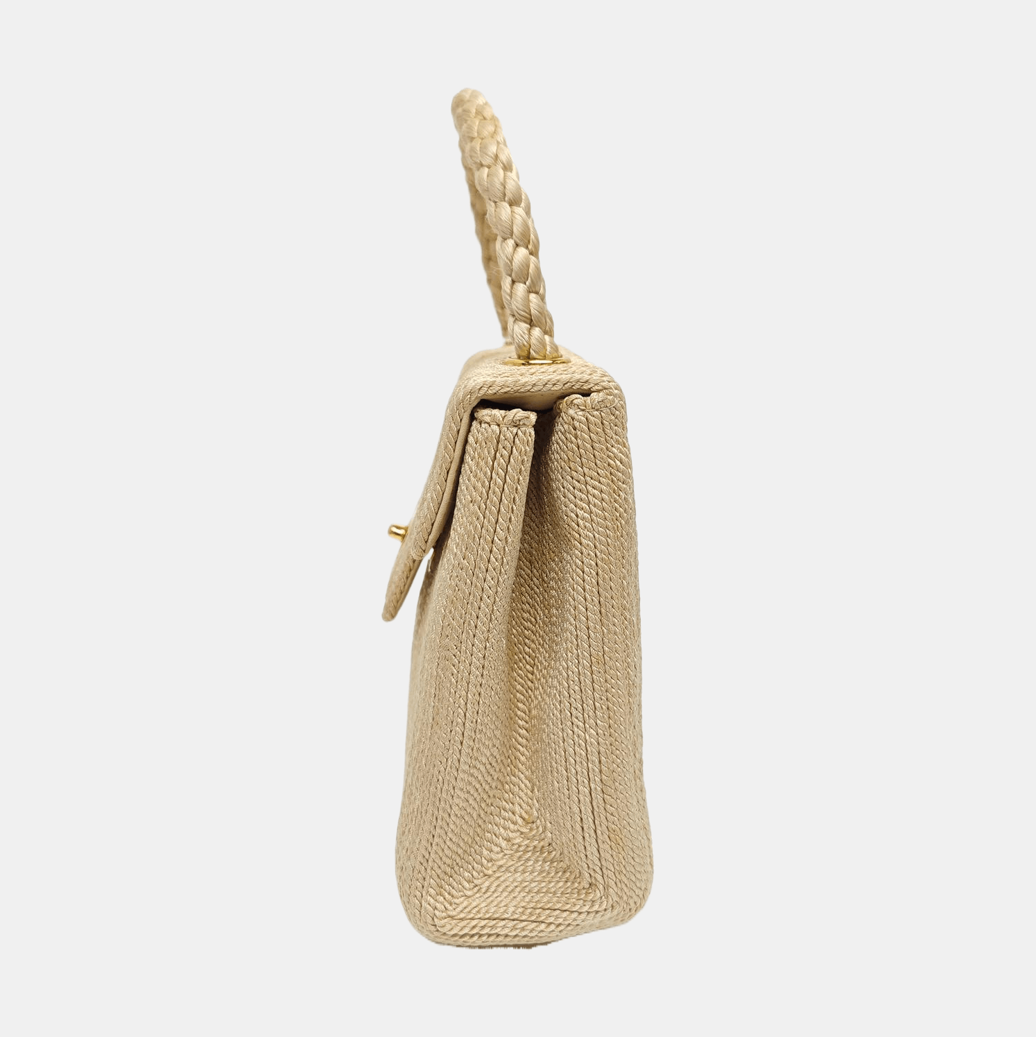 Chanel CHANEL Woven Fabric Handle Bag Beige Size ONE SIZE Size ONE SIZE - 3 Thumbnail