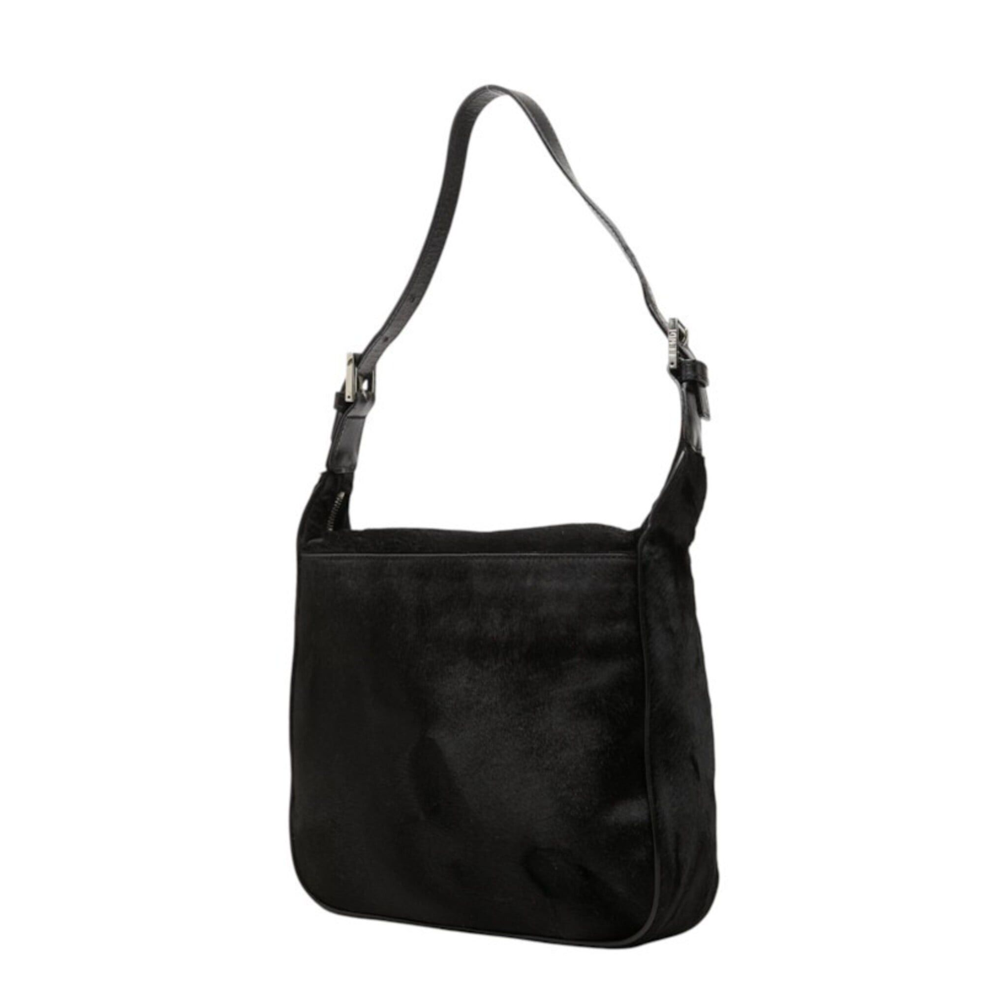 Fendi Fendi FF Logo One-Shoulder Bag, Black Calfskin Leather, Women's FENDI Size ONE SIZE - 2 Thumbnail