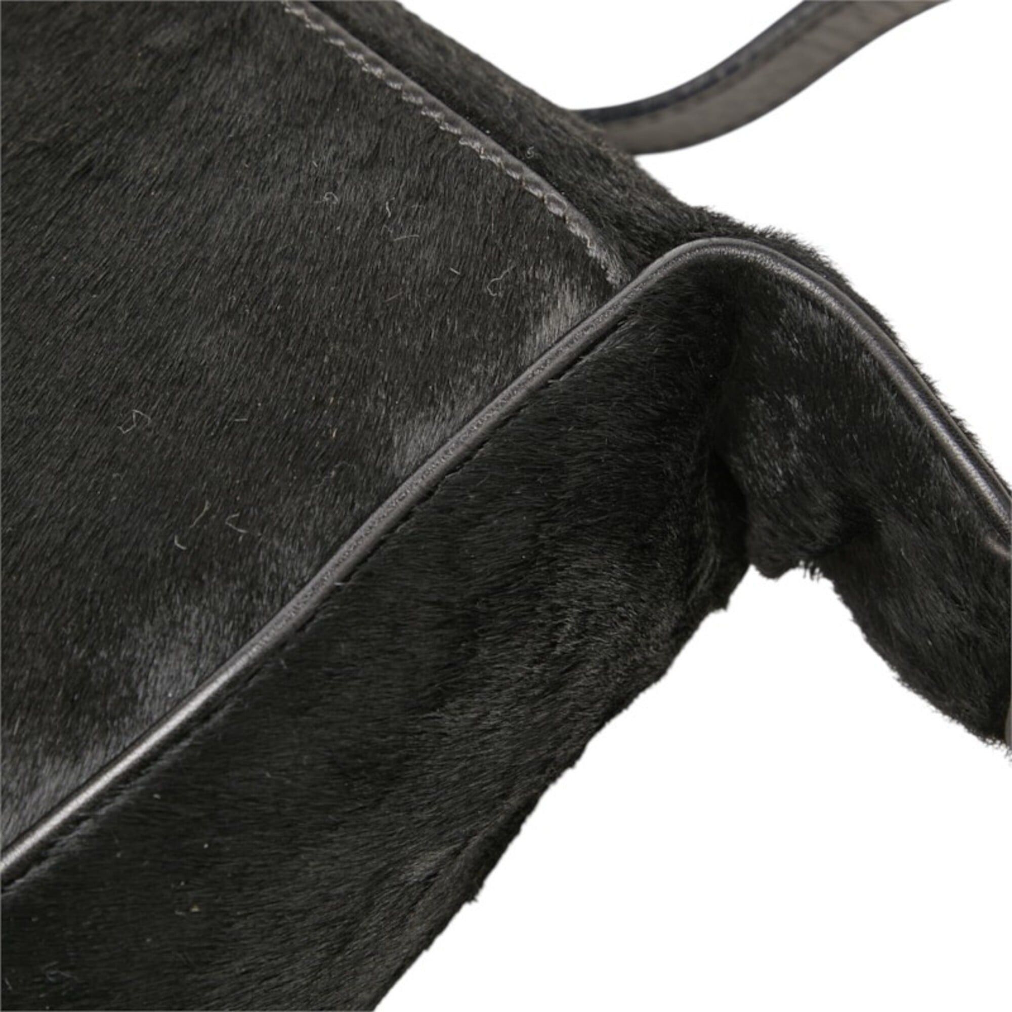 Fendi Fendi FF Logo One-Shoulder Bag, Black Calfskin Leather, Women's FENDI Size ONE SIZE - 9 Thumbnail