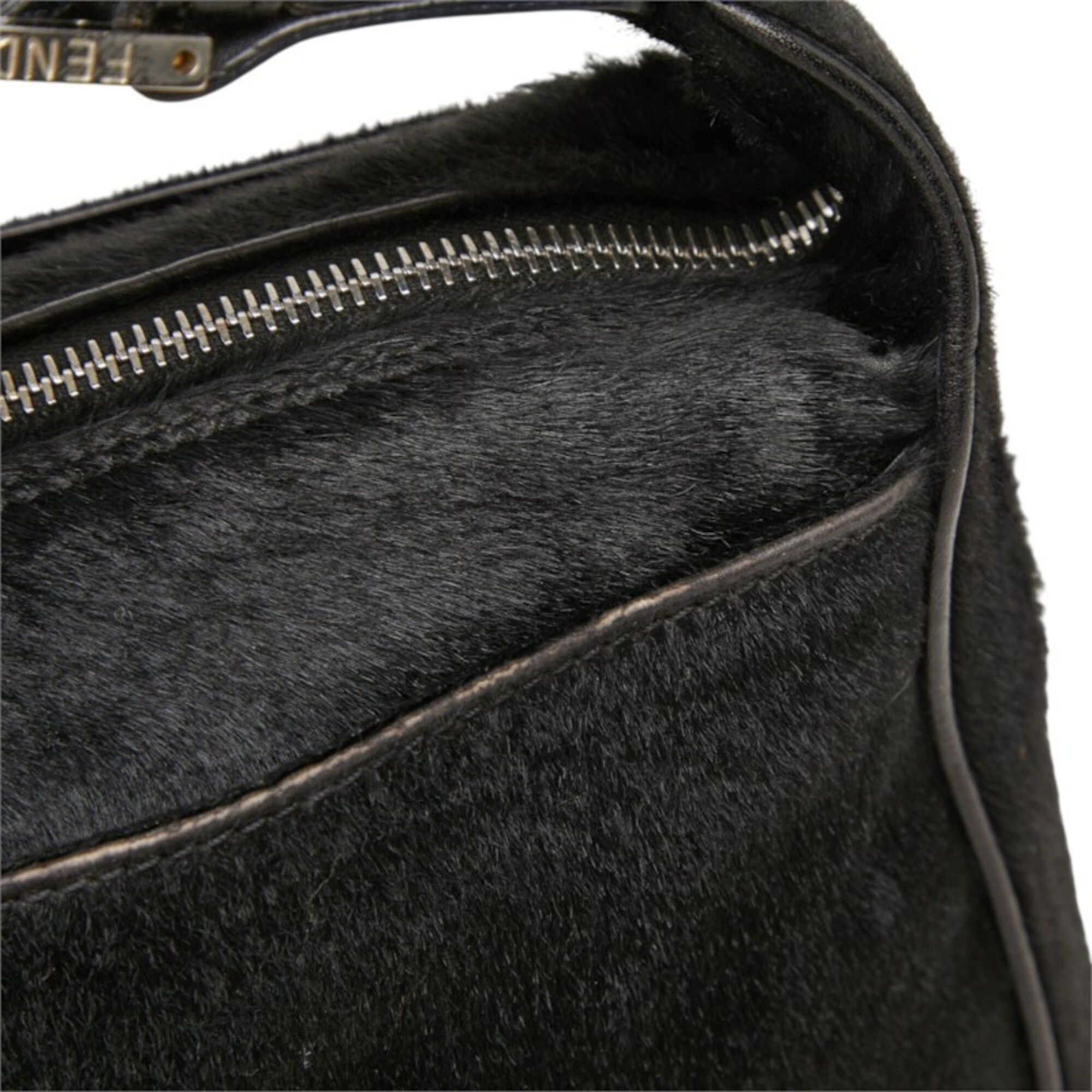 Fendi Fendi FF Logo One-Shoulder Bag, Black Calfskin Leather, Women's FENDI Size ONE SIZE - 10 Thumbnail