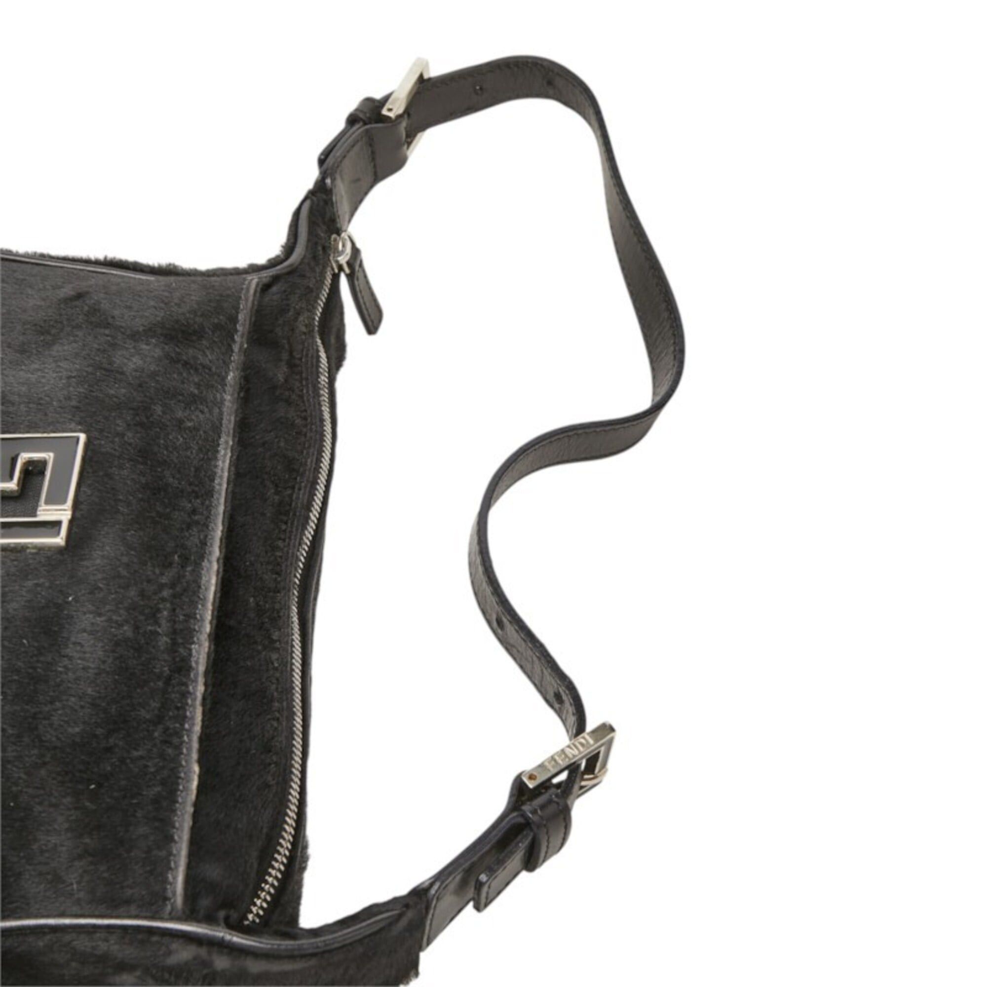 Fendi Fendi FF Logo One-Shoulder Bag, Black Calfskin Leather, Women's FENDI Size ONE SIZE - 11 Thumbnail