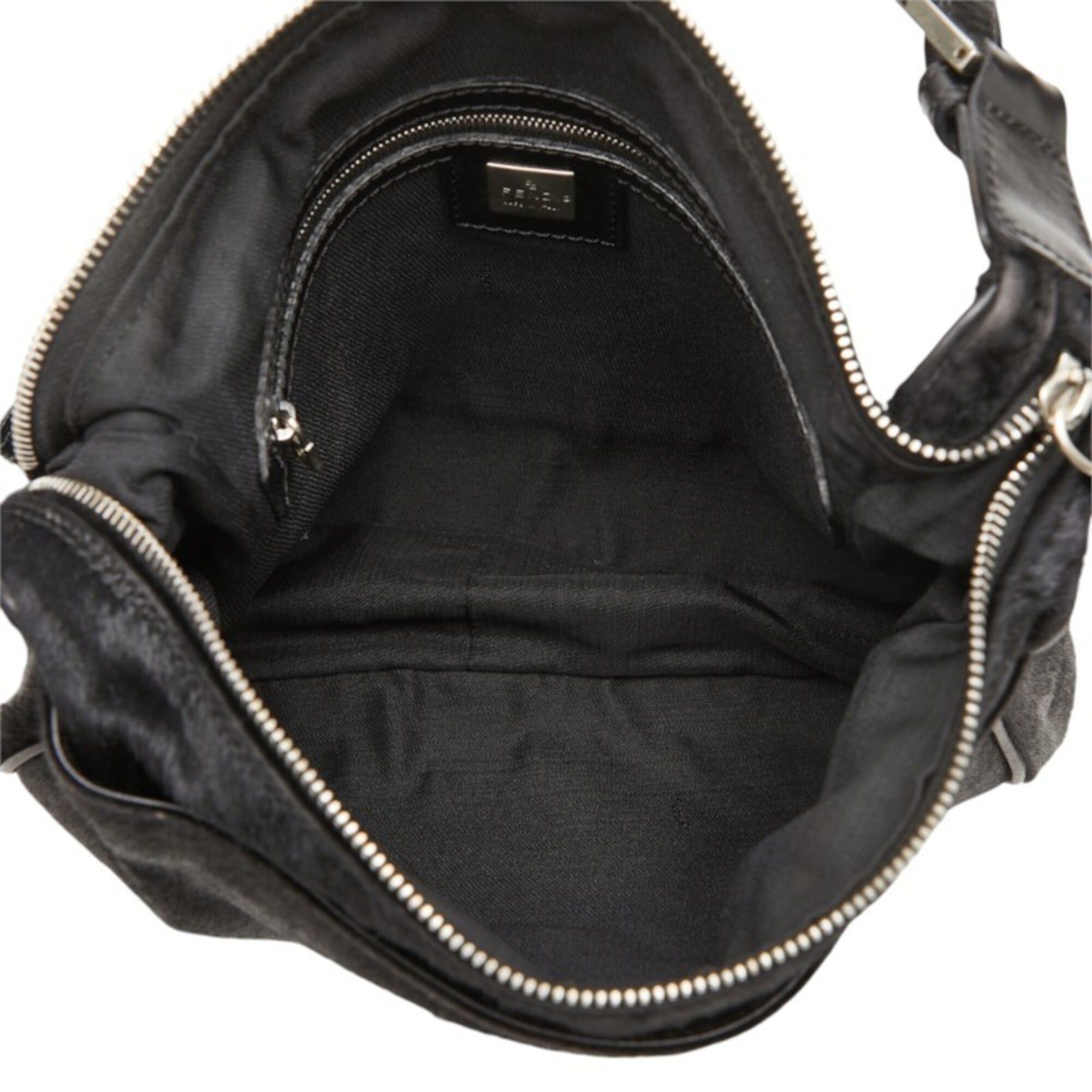Fendi Fendi FF Logo One-Shoulder Bag, Black Calfskin Leather, Women's FENDI Size ONE SIZE - 12 Thumbnail