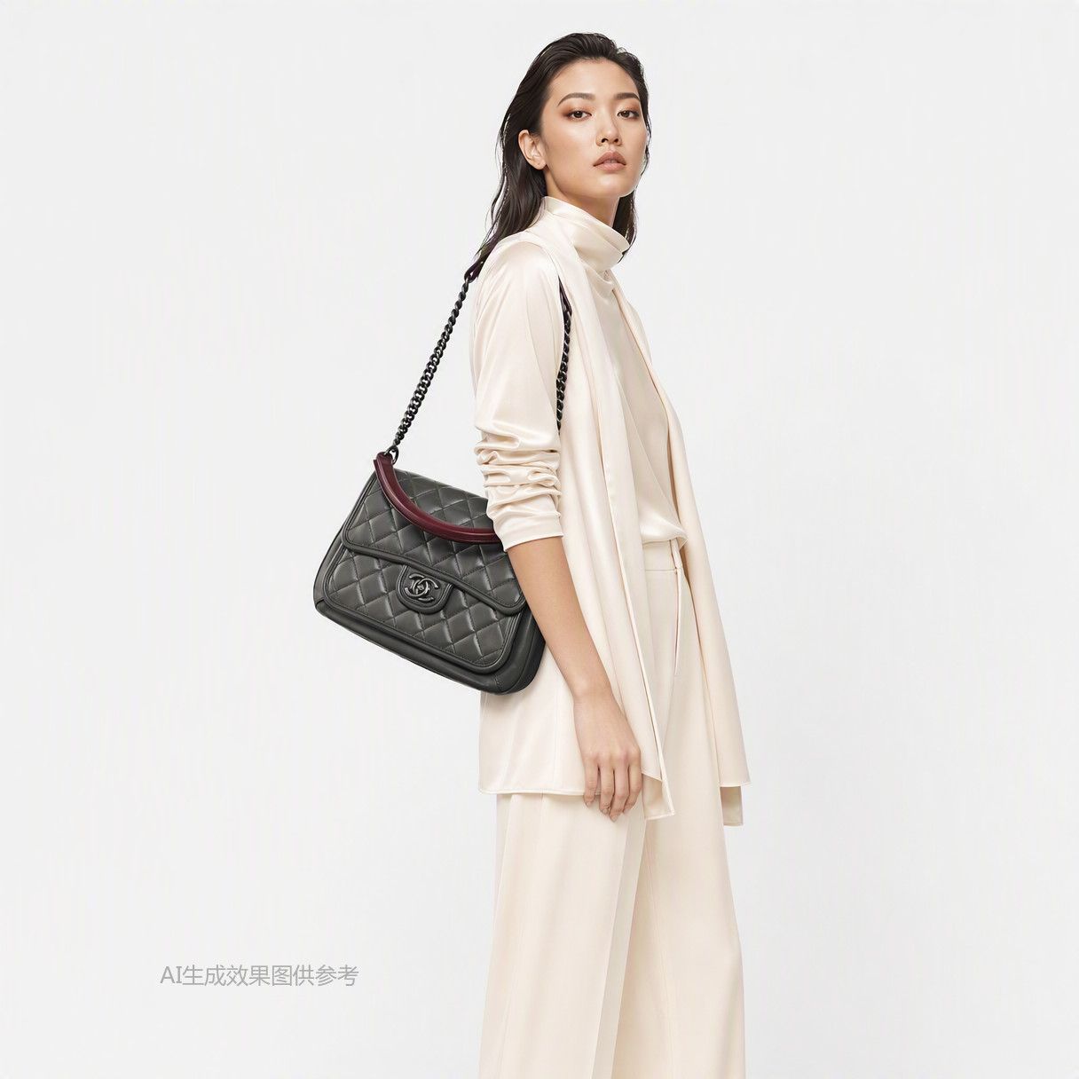 Chanel CHANEL Prestige Quilted Leather Shoulder Bag Gray Size ONE SIZE - 2 Thumbnail