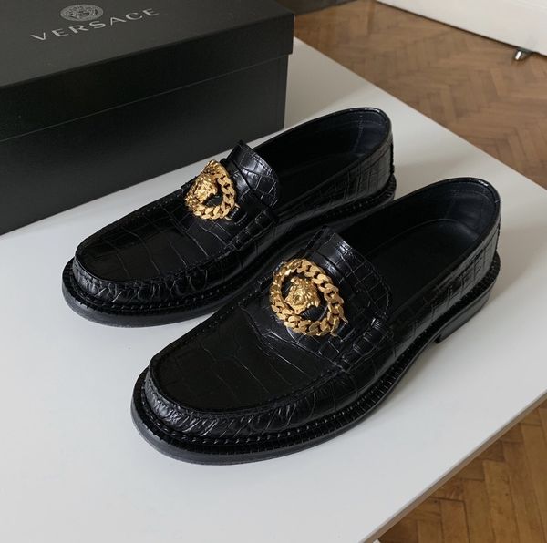 Mock croc medusa chain hot sale loafers