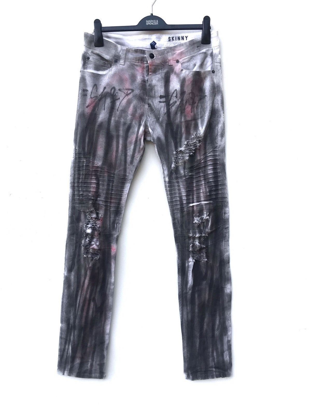 Balmain × H&M H&M SLIM PAINTED DESIGN BIKER STYLE Size US 33 - 1 Thumbnail