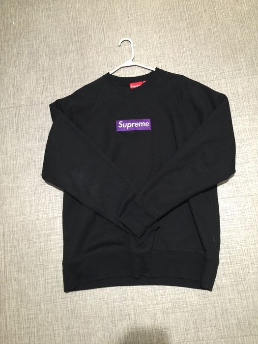 Supreme purple on sale black box logo crewneck