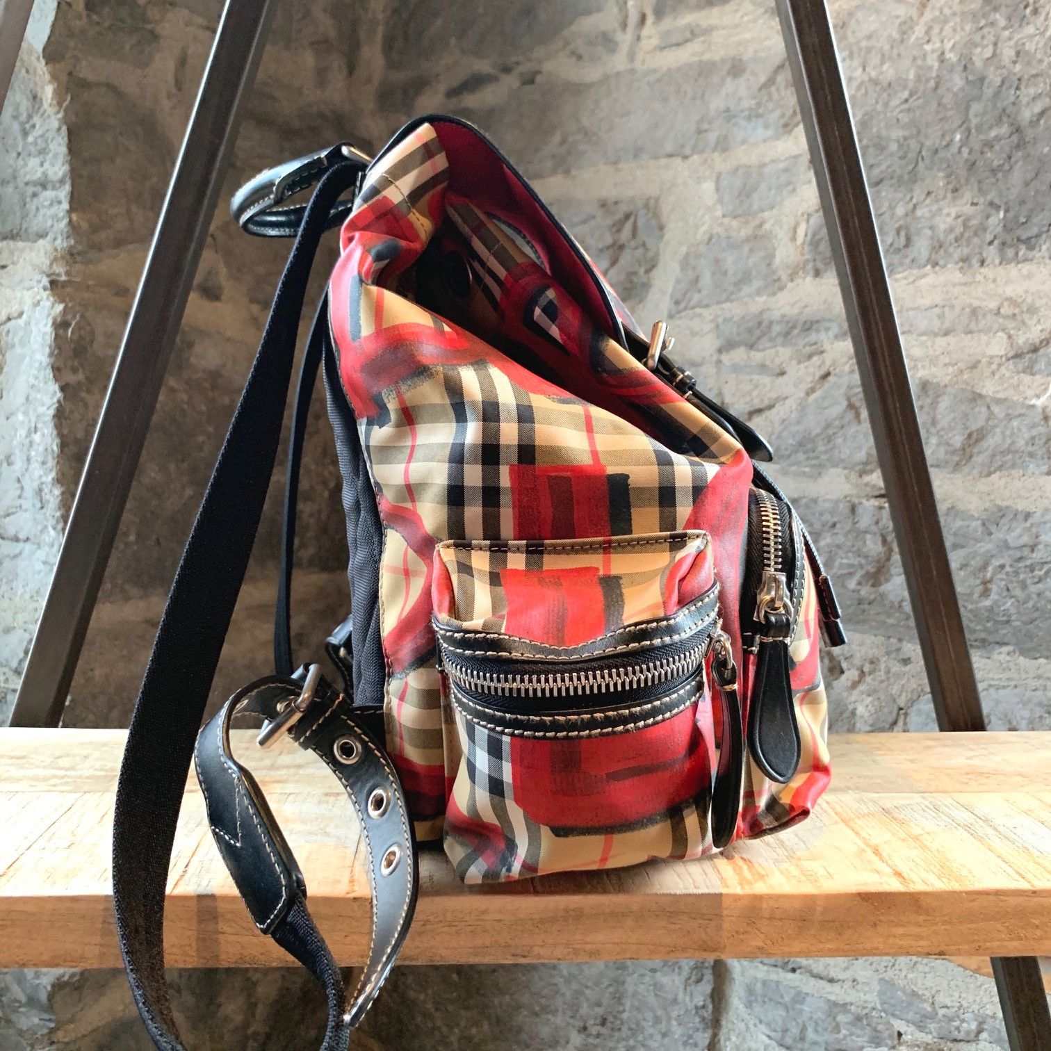 Burberry Burberry Rucksack Graffiti Print Vintage Check Backpack Size ONE SIZE - 4 Thumbnail