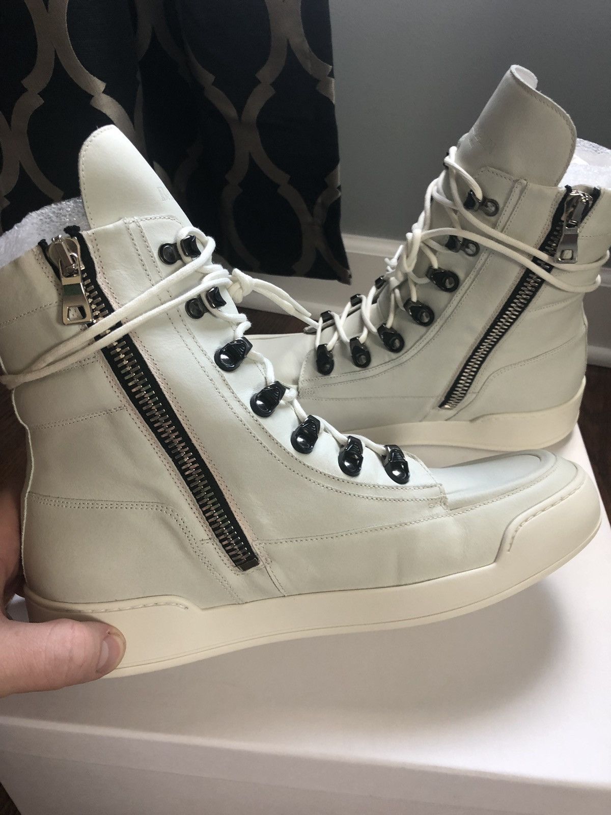 Balmain Balmain Zip High Top Leather Sneakers | Grailed