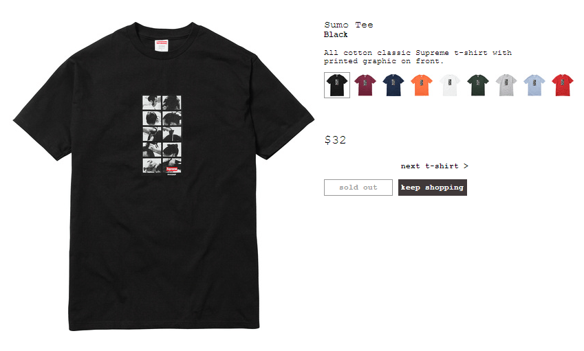 Supreme 2016 Sumo buying Tee