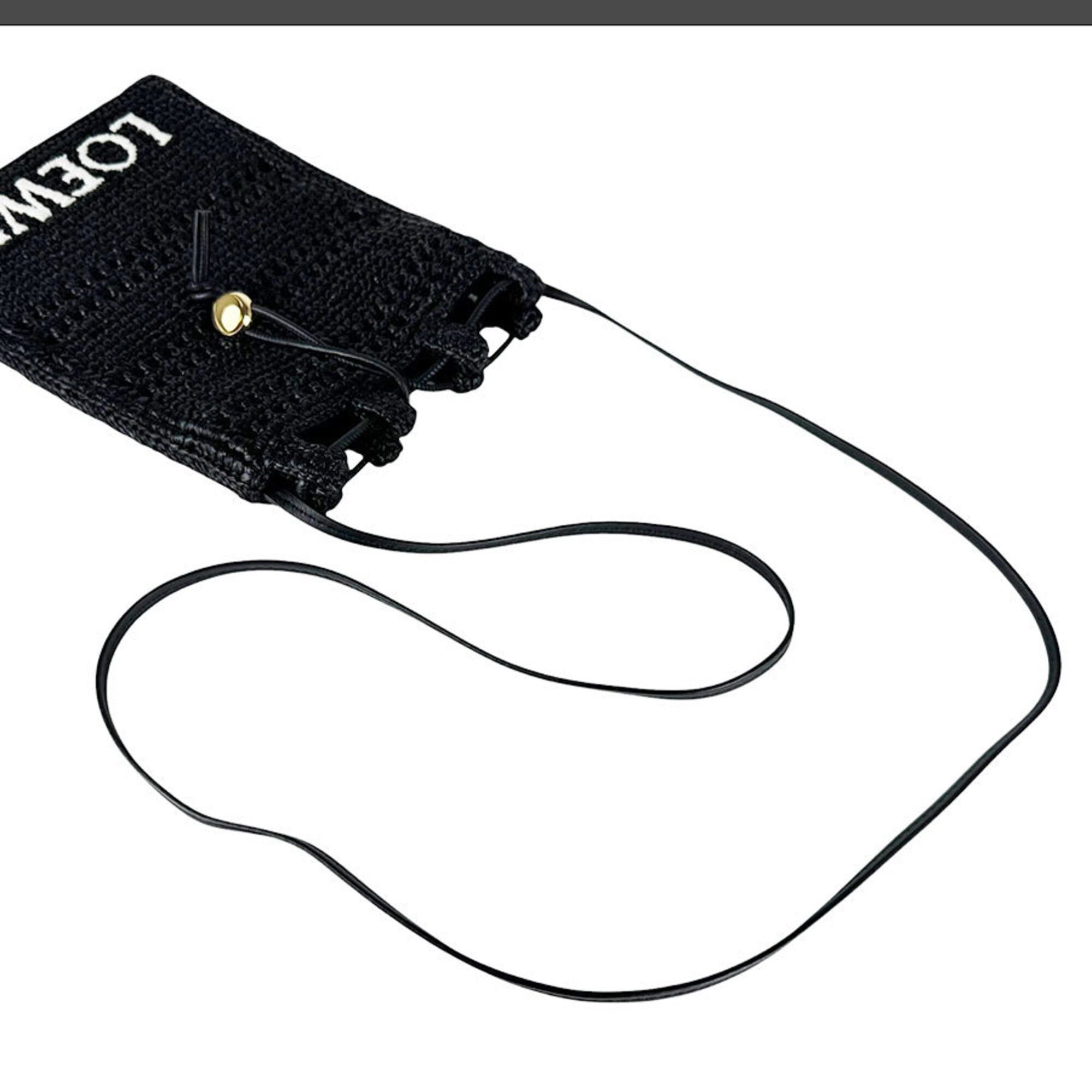 Loewe Loewe Shoulder Bag with Drawstring Pocket, Raffia, Black, Men's & Women's z10999 Size ONE SIZE - 10 Thumbnail