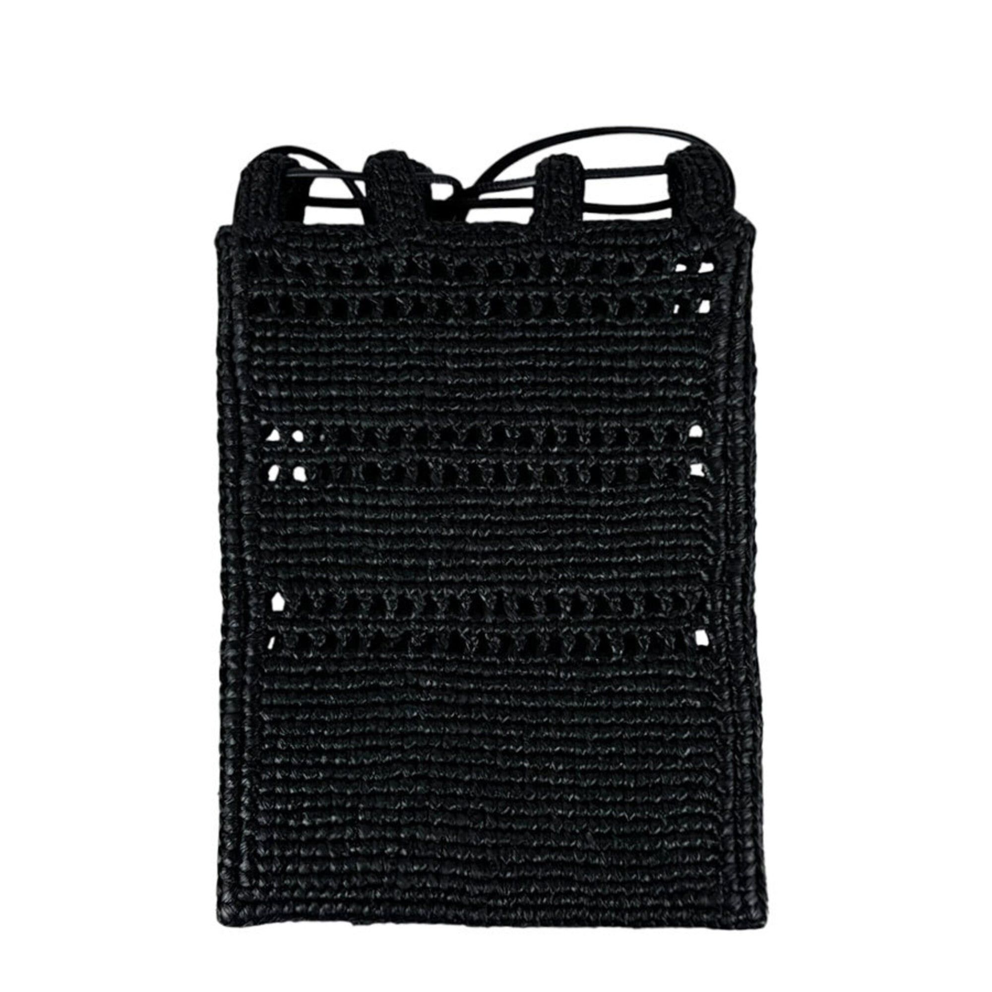 Loewe Loewe Shoulder Bag with Drawstring Pocket, Raffia, Black, Men's & Women's z10999 Size ONE SIZE - 3 Thumbnail