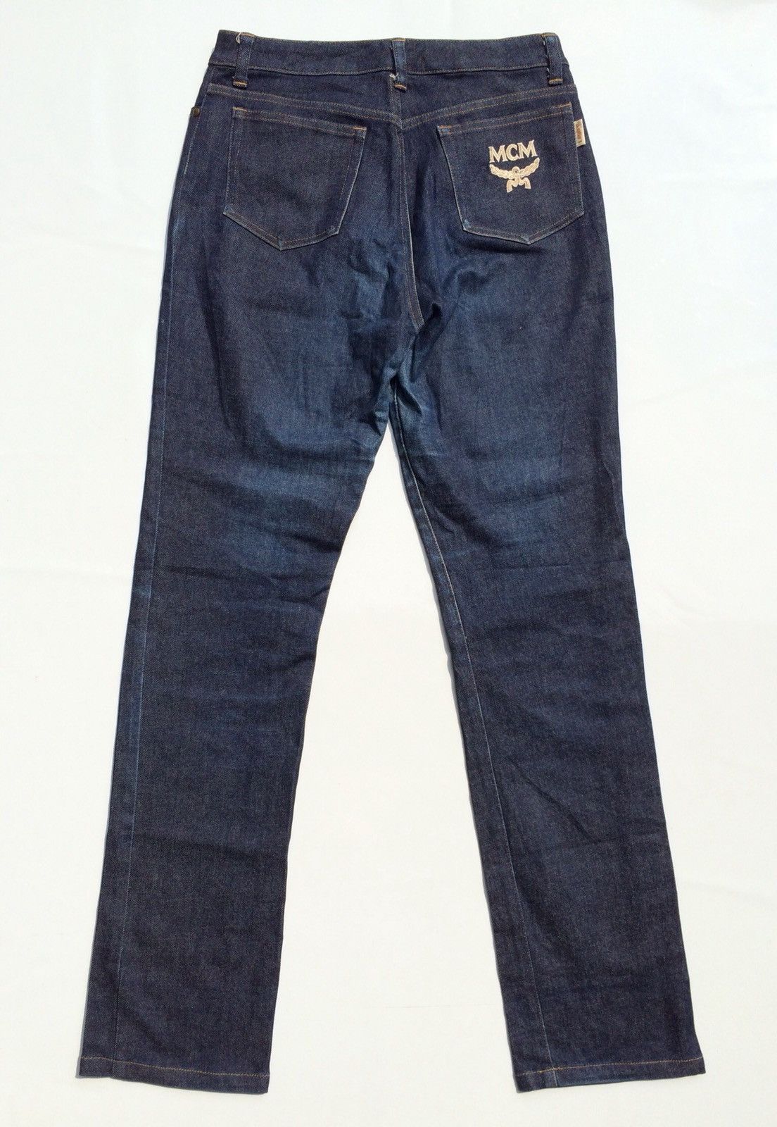 MCM Legere Denim Trousers Pant Embroidered Logo Bottoms
