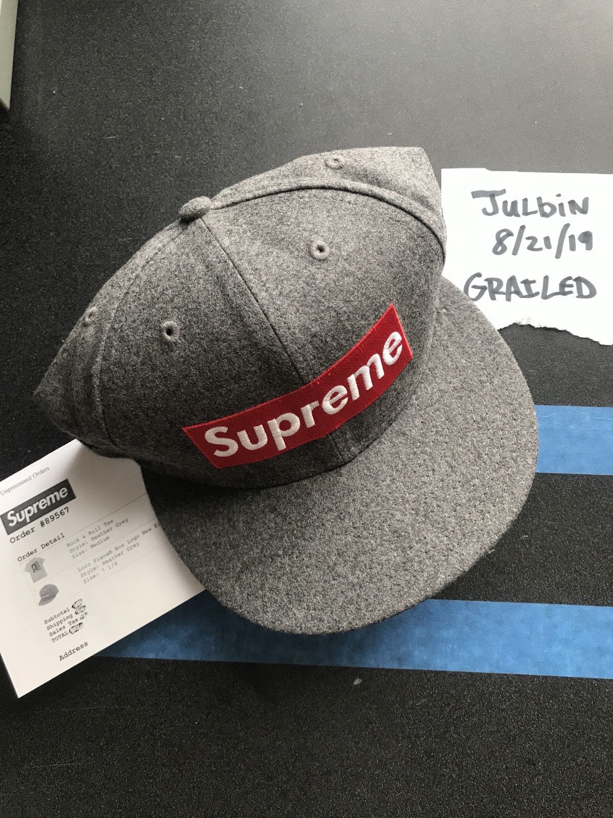 Supreme Heather grey supreme loro piana box logo new era 7 1/4