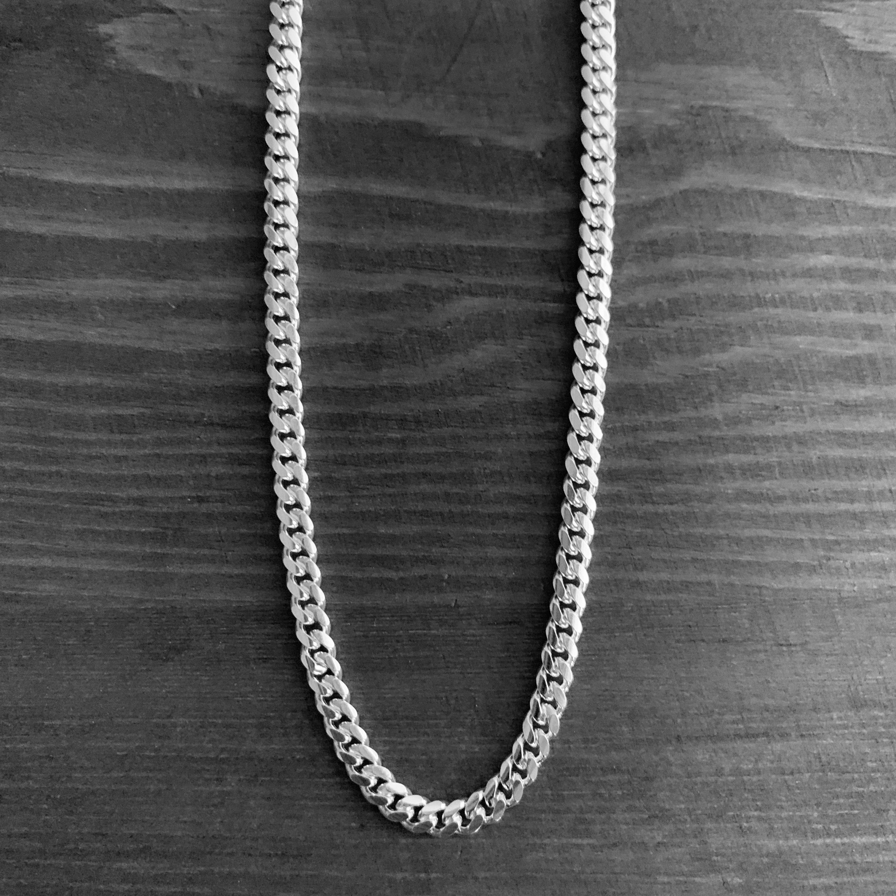 Sterling Silver Cuban link Chain Necklace Cuban Size ONE SIZE - 2 Preview