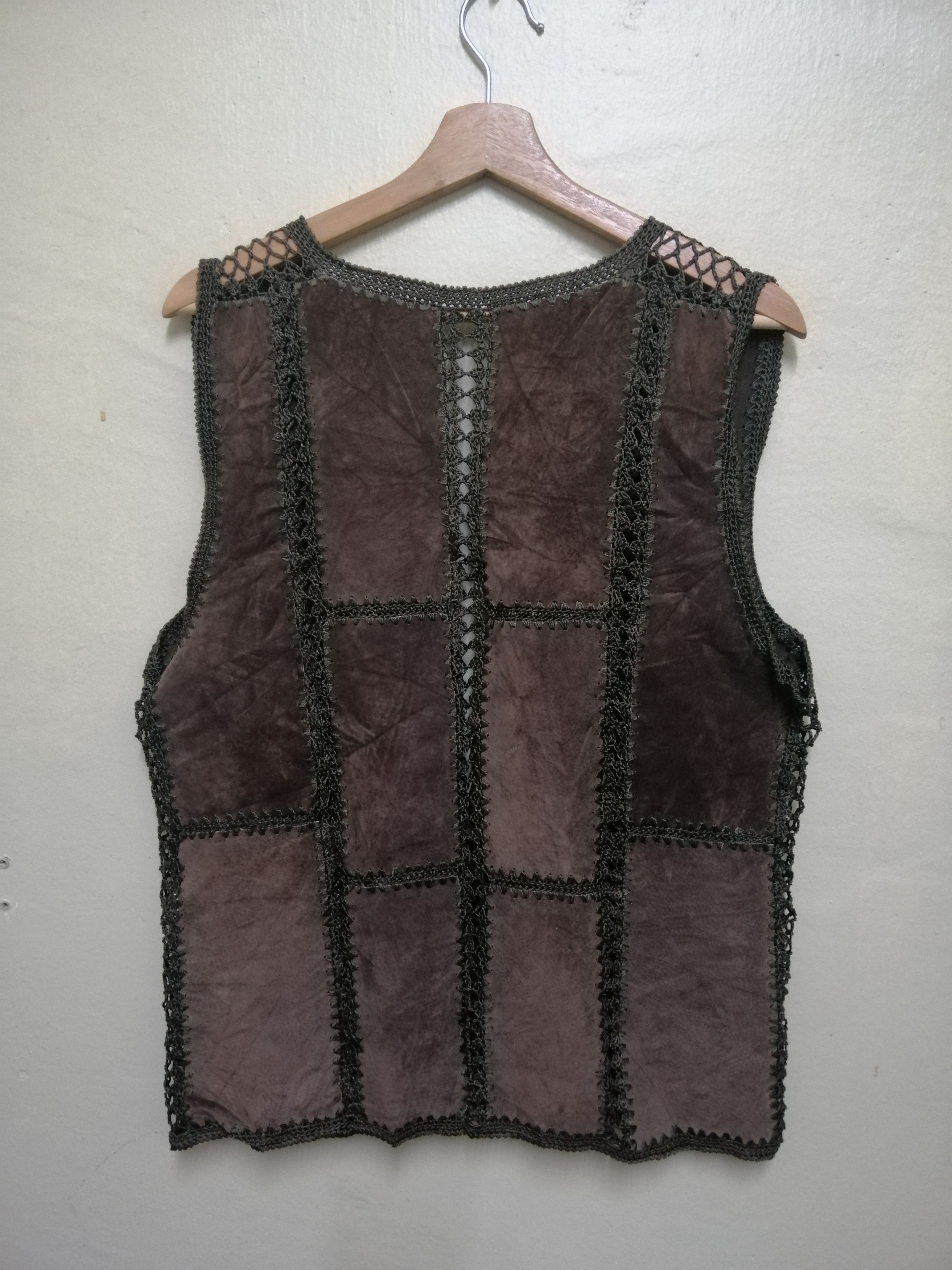 Japanese Brand Vintage Pacthwork Leather Classics Design Vest Jacket Size US M / EU 48-50 / 2 - 2 Thumbnail
