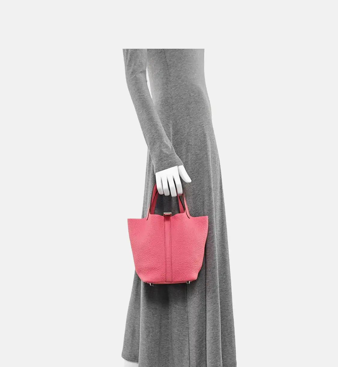 Hermes Hermes Picotin Lock 18 Rose Lipstick Clemence cowhide leather picotin handbag si Size ONE SIZE - 2 Thumbnail