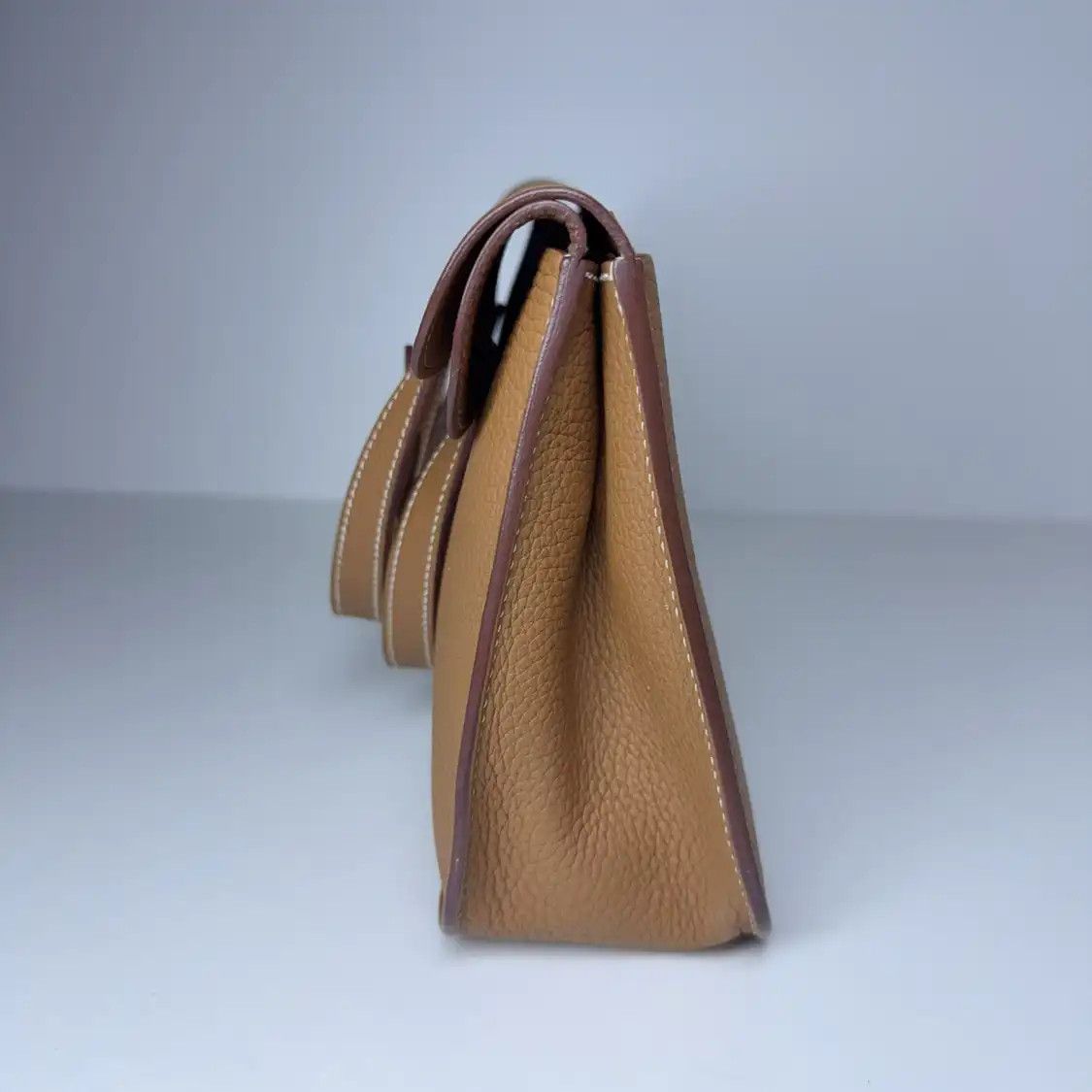 Hermes Hermes Halzan 25 Gold Brown Clemence cowhide leather shoulder bag silver hardwar Size ONE SIZE - 3 Thumbnail