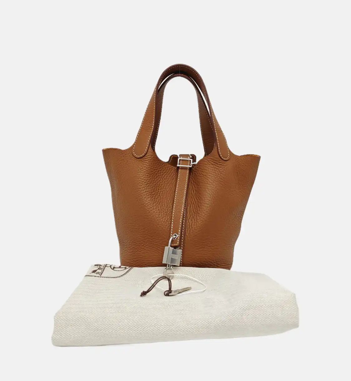 Hermes Hermes Picotin Lock 18 Gold Brown Clemence cowhide leather picotin handbag silve Size ONE SIZE - 8 Thumbnail