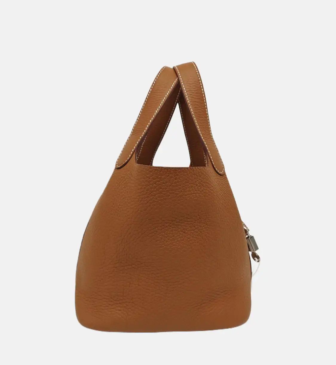 Hermes Hermes Picotin Lock 18 Gold Brown Clemence cowhide leather picotin handbag silve Size ONE SIZE - 4 Thumbnail